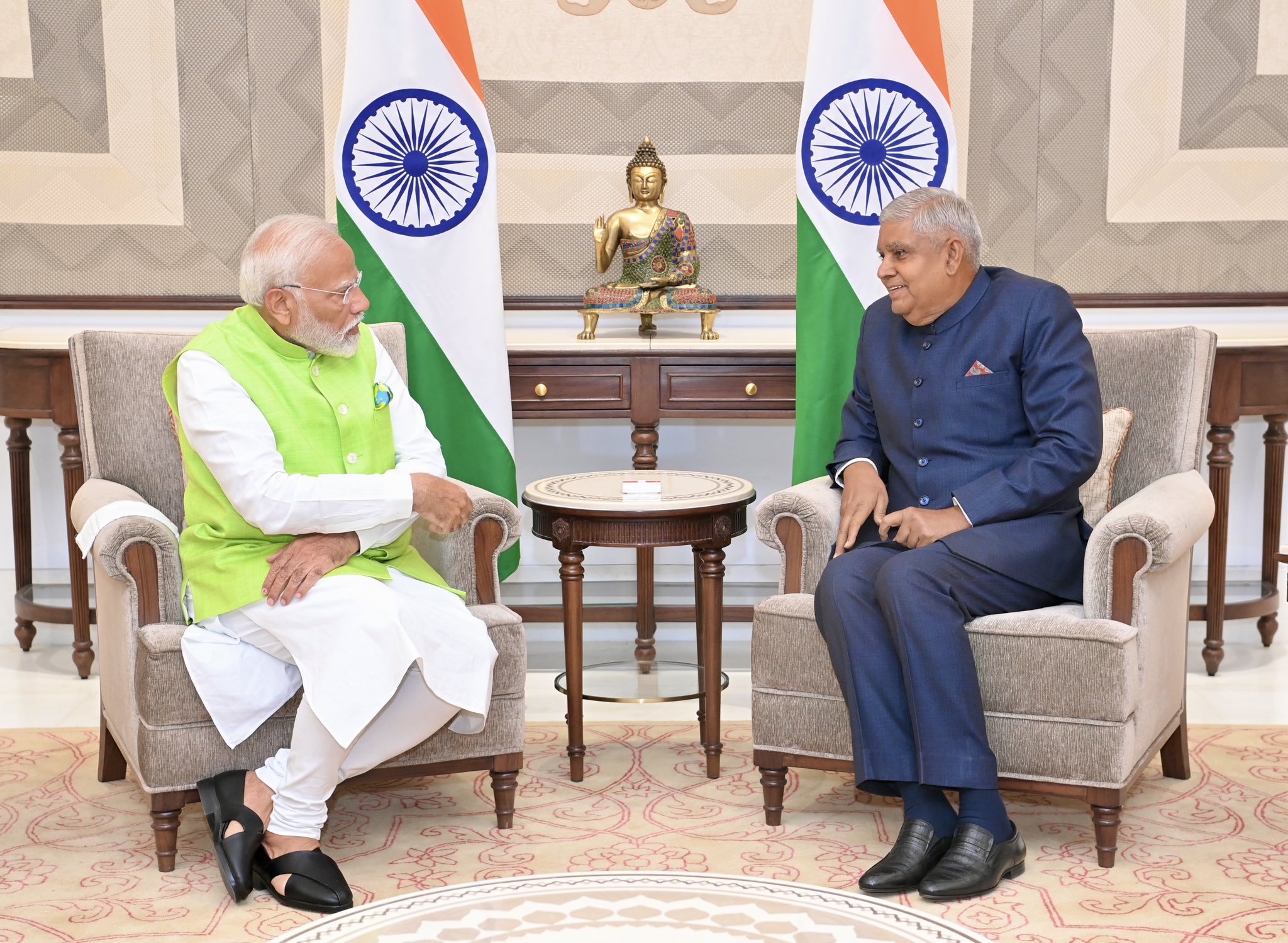 PM calls on the Vice President, Shri Jagdeep Dhankhar at Vice-President’s Enclave, in New Delhi on June 05, 2024.