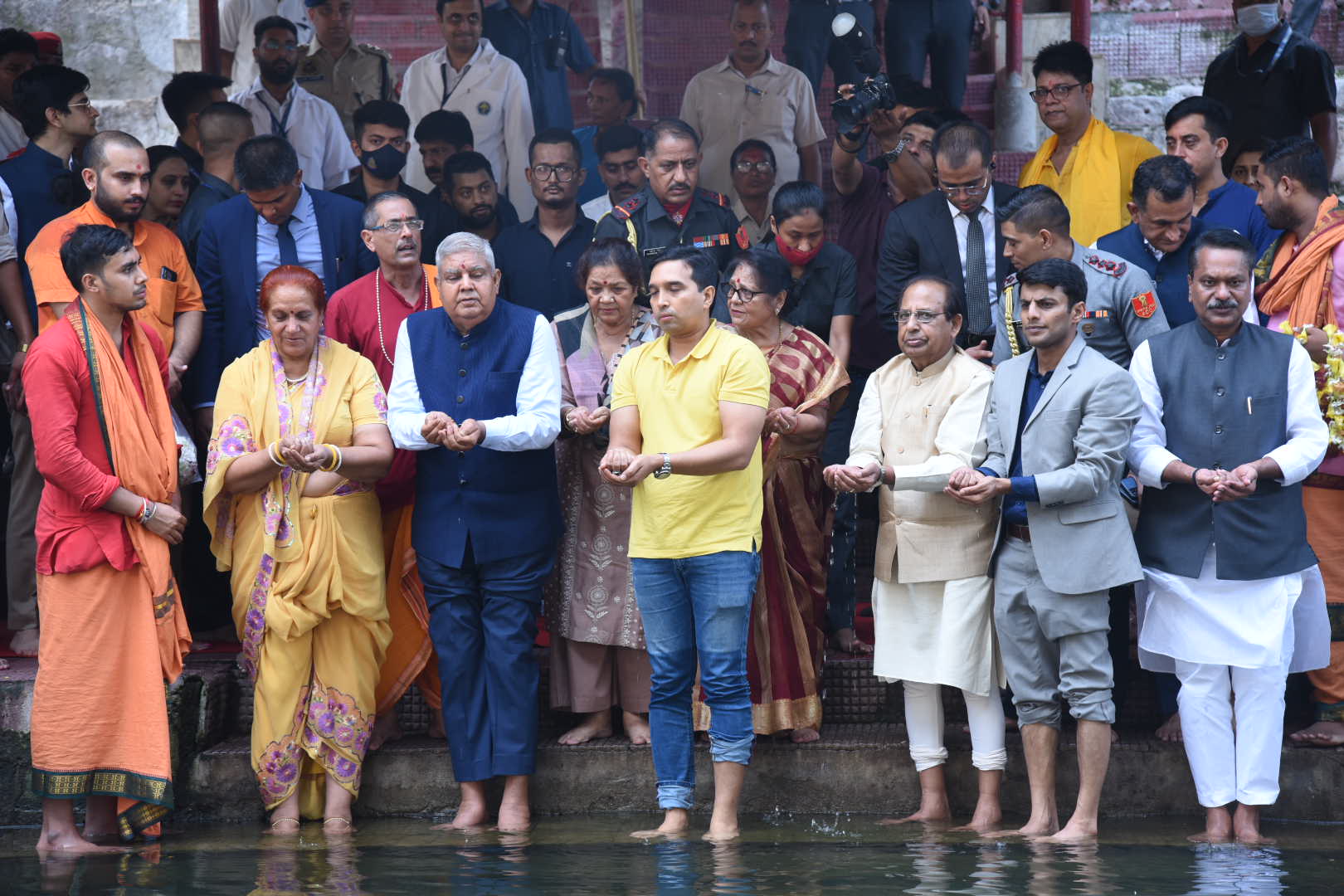 The Vice President, Shri Jagdeep Dhankhar and Dr. Sudesh Dhankhar visiting Maa Kamakhya Temple in Guwahati on September 22, 2022. 