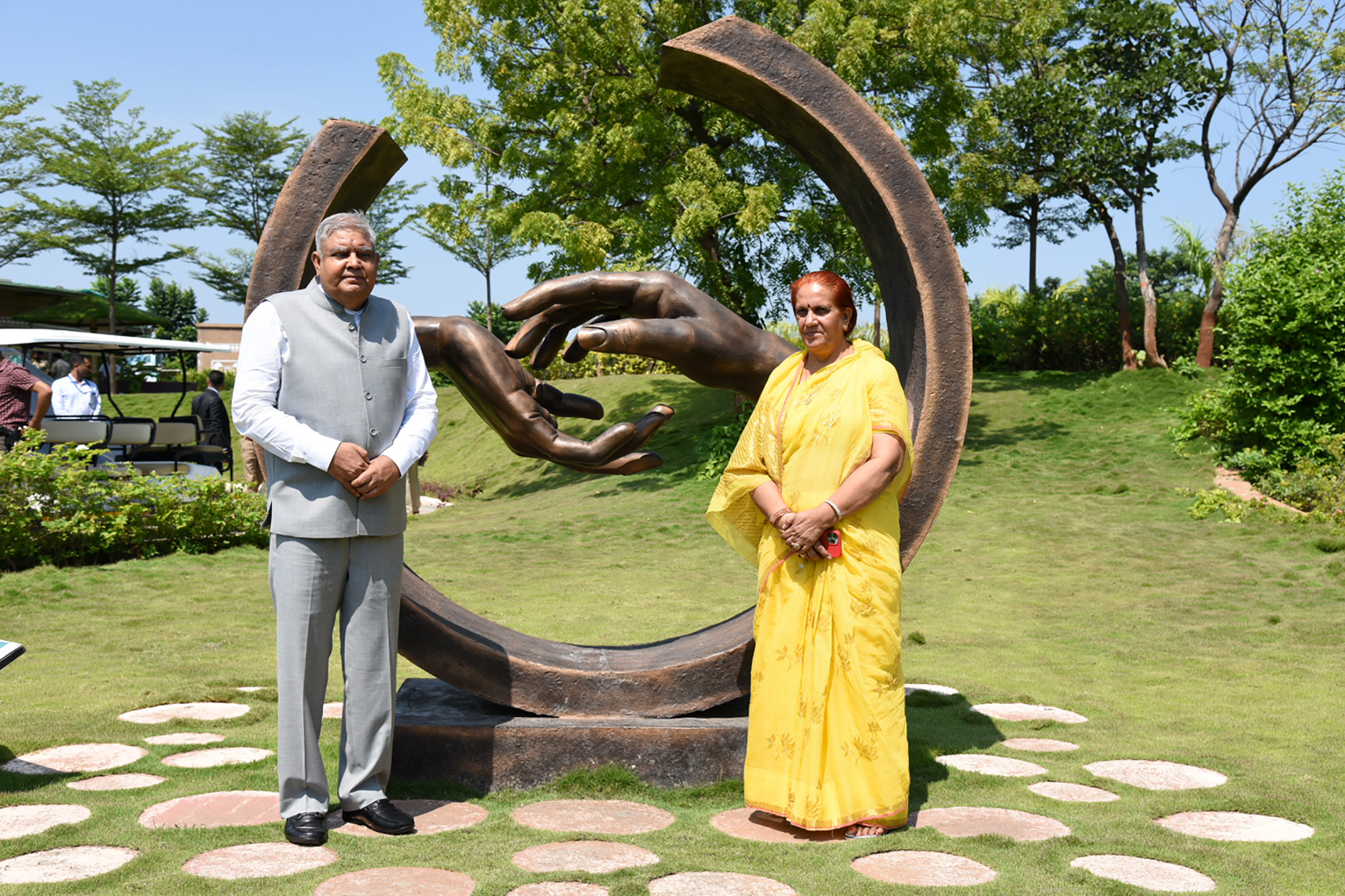 The Vice President, Shri Jagdeep Dhankhar & Dr Sudesh Dhankhar visiting Arogya Van at Kevadia, Gujarat on October 13, 2022.