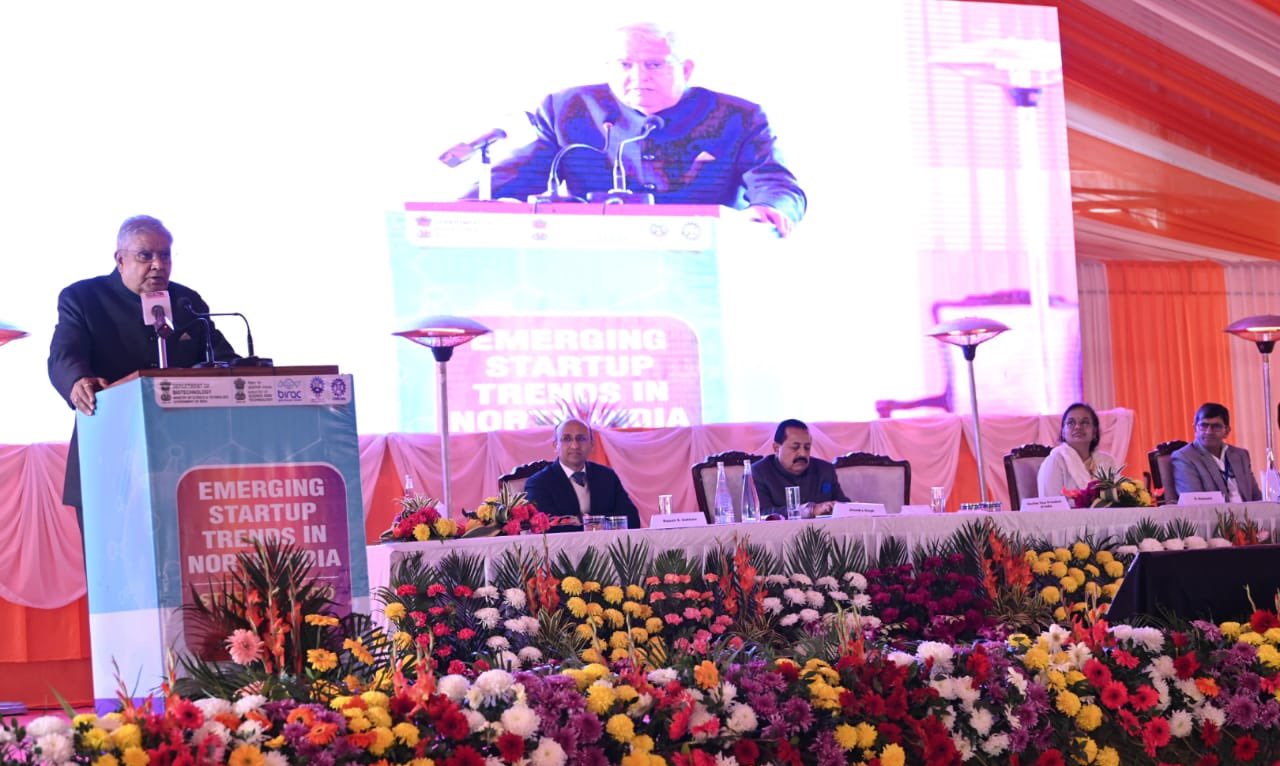 The Vice-President, Shri Jagdeep Dhankhar addressing the Biotech Startup Expo on “Emerging Startup Trends in North India” in Kathua, Jammu & Kashmir on January 4, 2024.