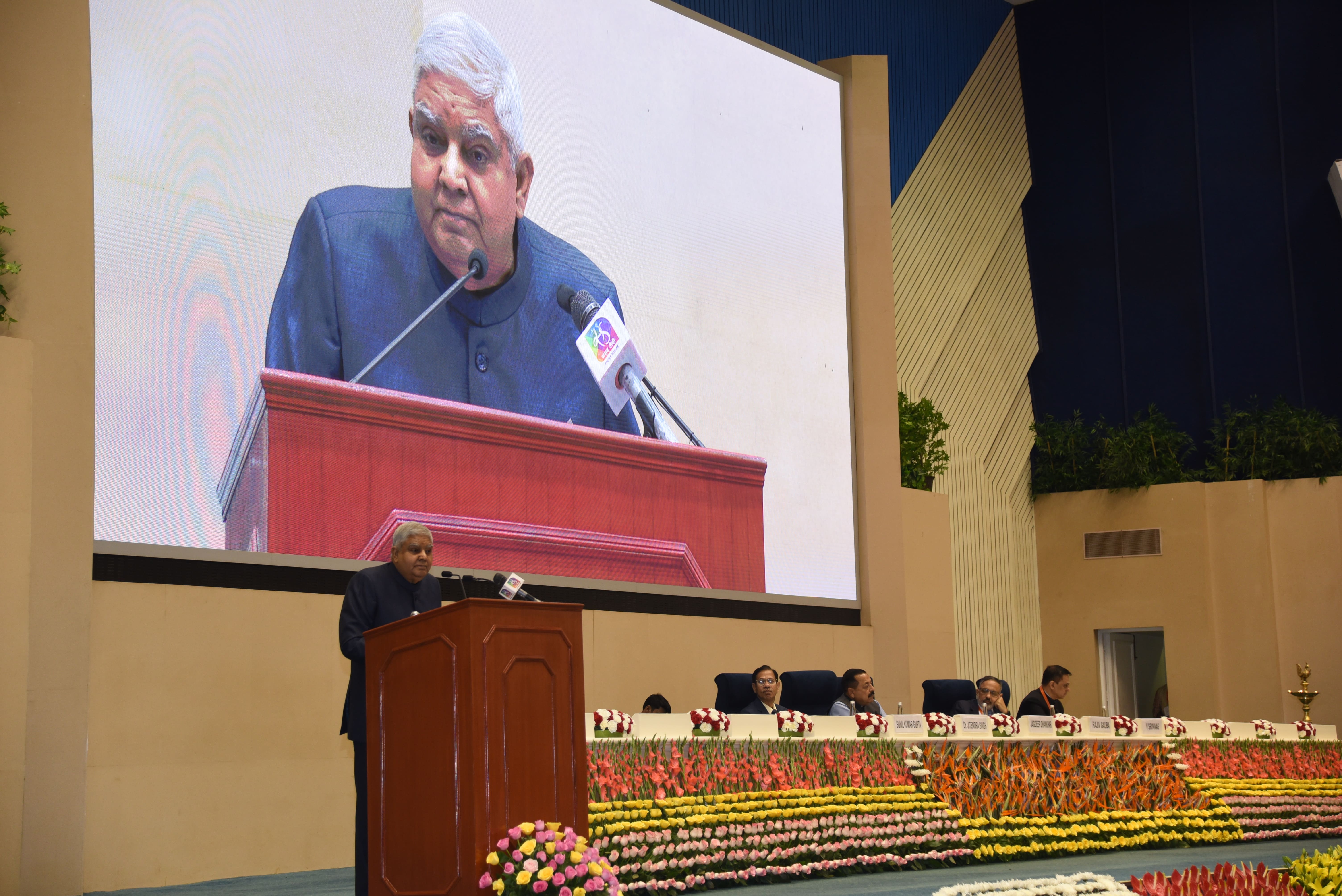 The Vice President, Shri Jagdeep Dhankhar addressing a gathering at the inaugural ceremony of the 16th Civil Services Day at Vigyan Bhawan in New Delhi on April 20, 2023.