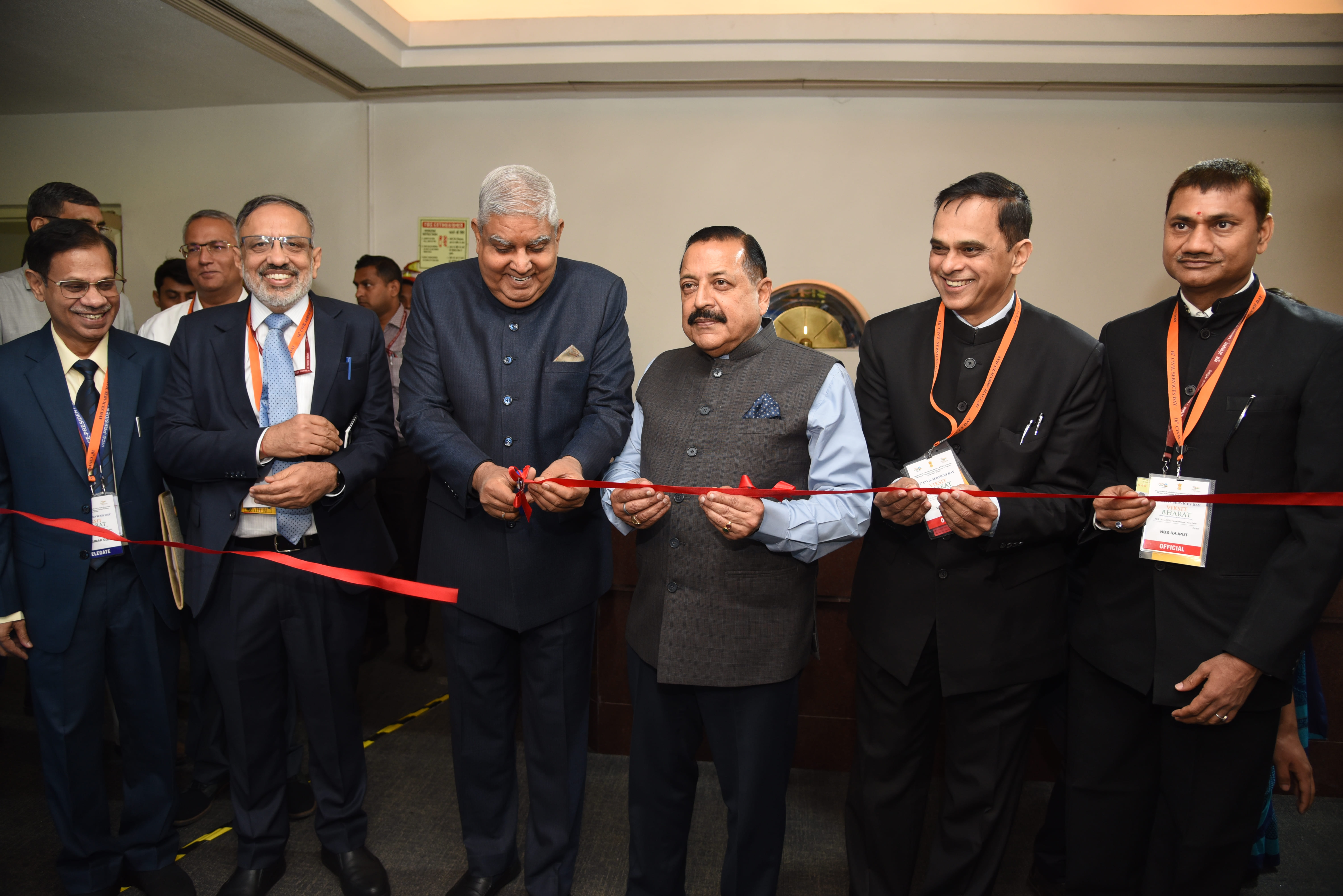 The Vice President, Shri Jagdeep Dhankhar inaugurated the exhibition on 'Good Governance Practices in India - Awarded Initiatives' during the 16th Civil Services Day celebrations at Vigyan Bhawan in New Delhi on April 20, 2023.