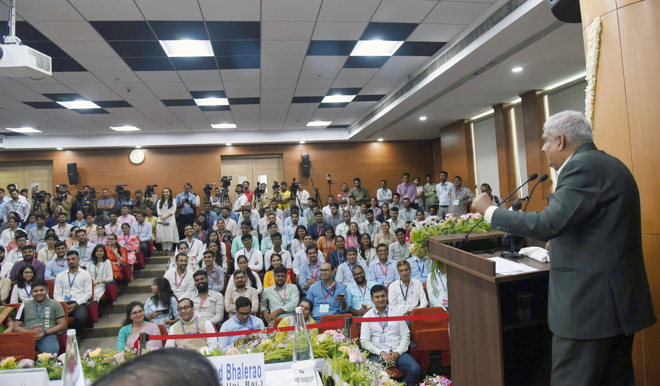 The Vice President, Shri Jagdeep Dhankhar, addressing the students and faculty members at Malaviya National Institute of Technology in Jaipur, Rajasthan on June 23, 2023.