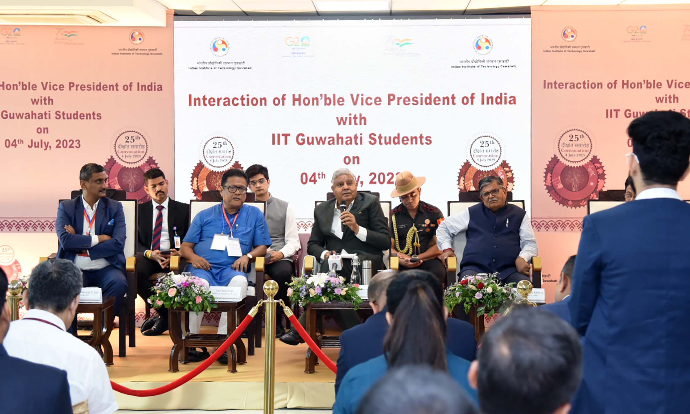 The Vice President, Shri Jagdeep Dhankhar interacting with IIT Guwahati Students in Assam on July 4, 2023.
