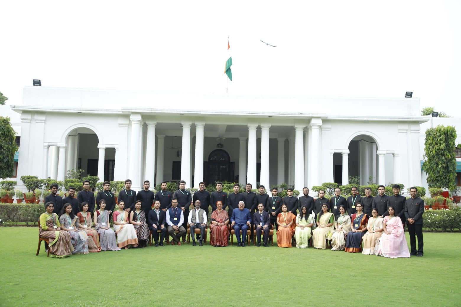 The Vice President, Shri Jagdeep Dhankhar with Indian Foreign Service Officer Trainees of 2022 Batch at Upa-Rashtrapati Nivas in New Delhi on July 17, 2023.