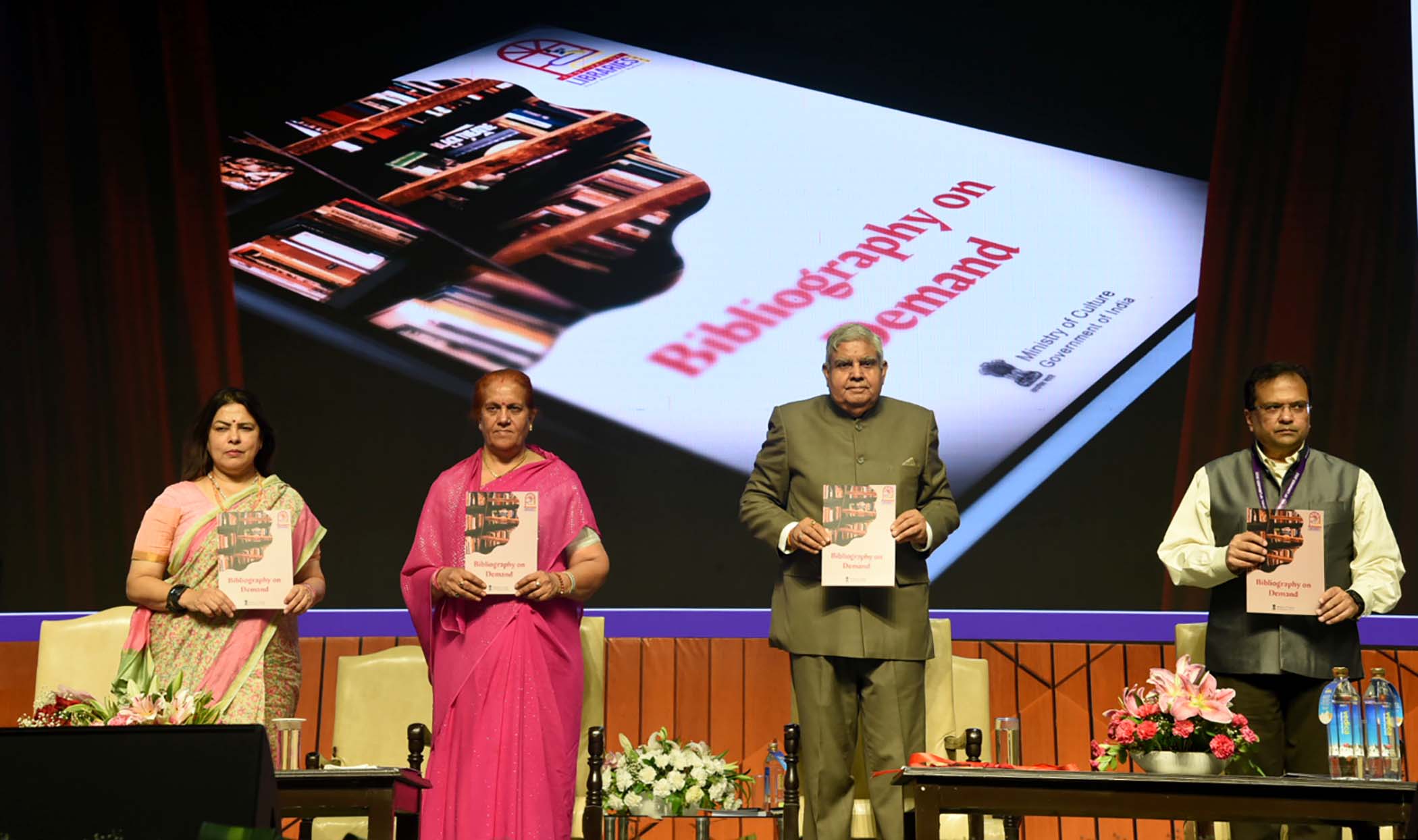 The Vice President, Shri Jagdeep Dhankhar launching Directory of Libraries, Library Ranking Framework and Biblio-on-Demand Service during the valedictory of 'The Festival of Libraries' at Pragati Maidan in New Delhi  on August 6, 2023.