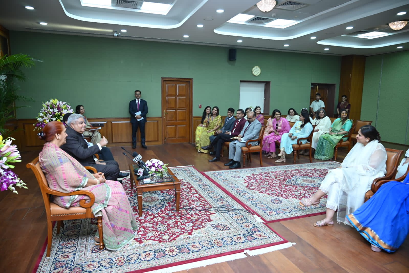 The Vice-President, Shri Jagdeep Dhankhar interacting with members of FICCI FLO Bangalore Chapter at Upa-Rashtrapati Nivas in New Delhi on August 25, 2023.
