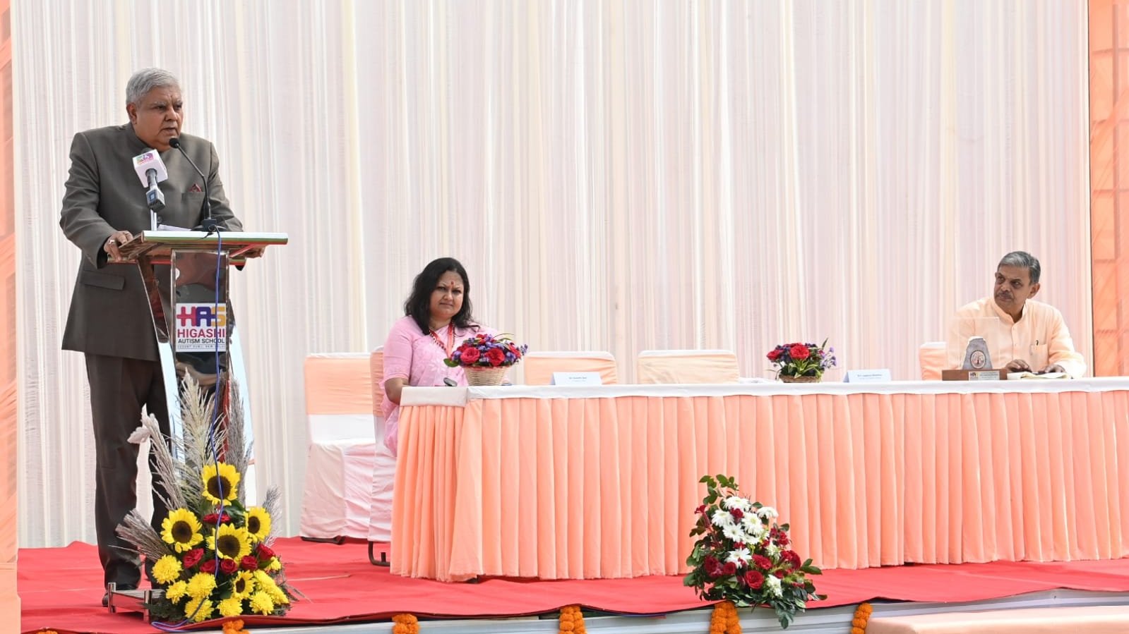 The Vice-President, Shri Jagdeep Dhankhar addressing the inaugural ceremony of Higashi Autism School in New Delhi on October 29, 2023.