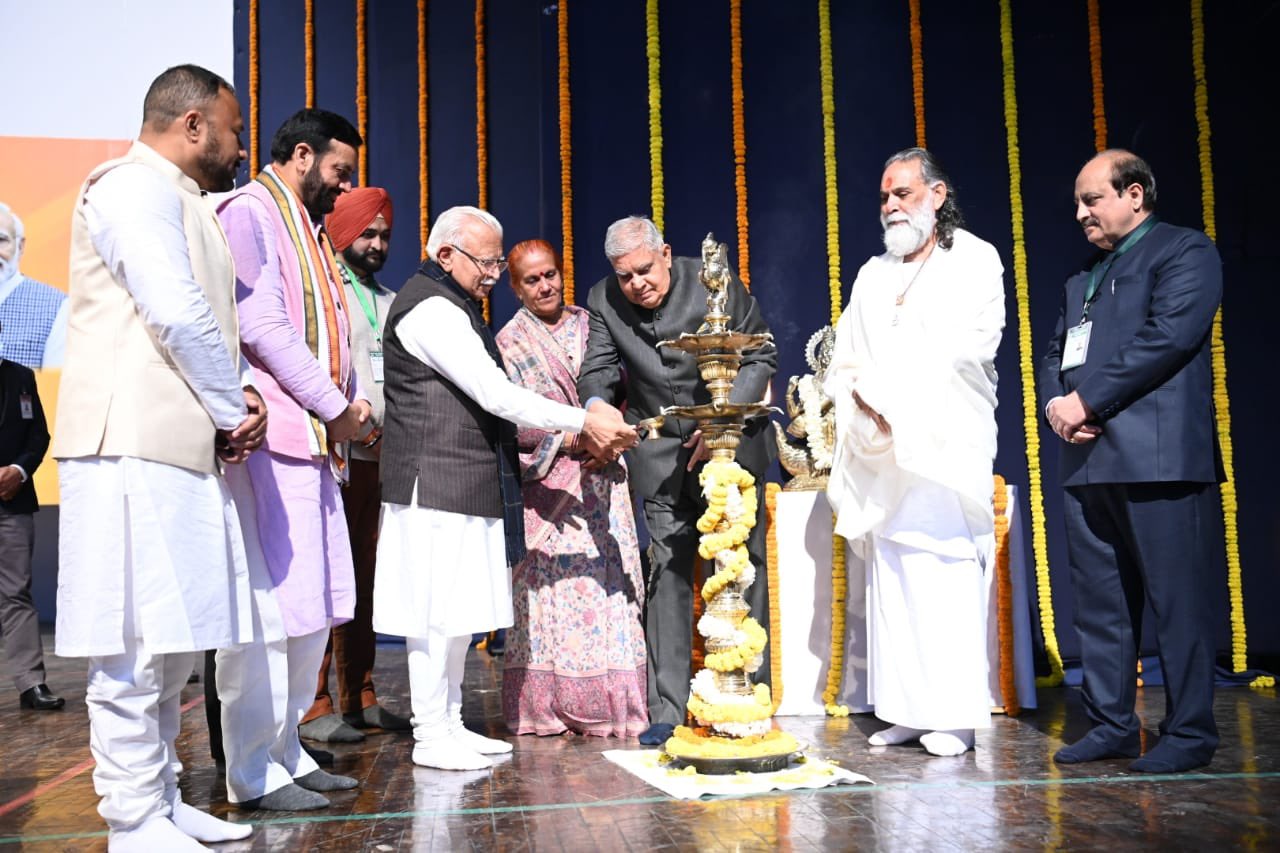 The Vice-President, Shri Jagdeep Dhankhar inaugurating the International Geeta Mahotsav in Kurukshetra, Haryana on December 17, 2023.