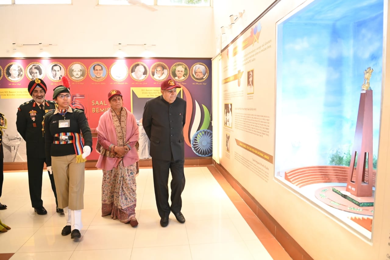 The Vice-President, Shri Jagdeep Dhankhar visiting the Hall of Fame at NCC Republic Day Camp-2024 in Delhi on January 5, 2024. 