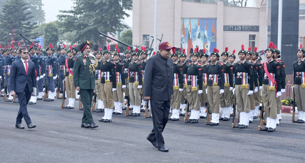The Vice-President, Shri Jagdeep Dhankhar inspecting the Guard of Honour at the inauguration of the NCC Republic Day Camp 2024 at Delhi Cantonment in Delhi on January 5, 2024 . 