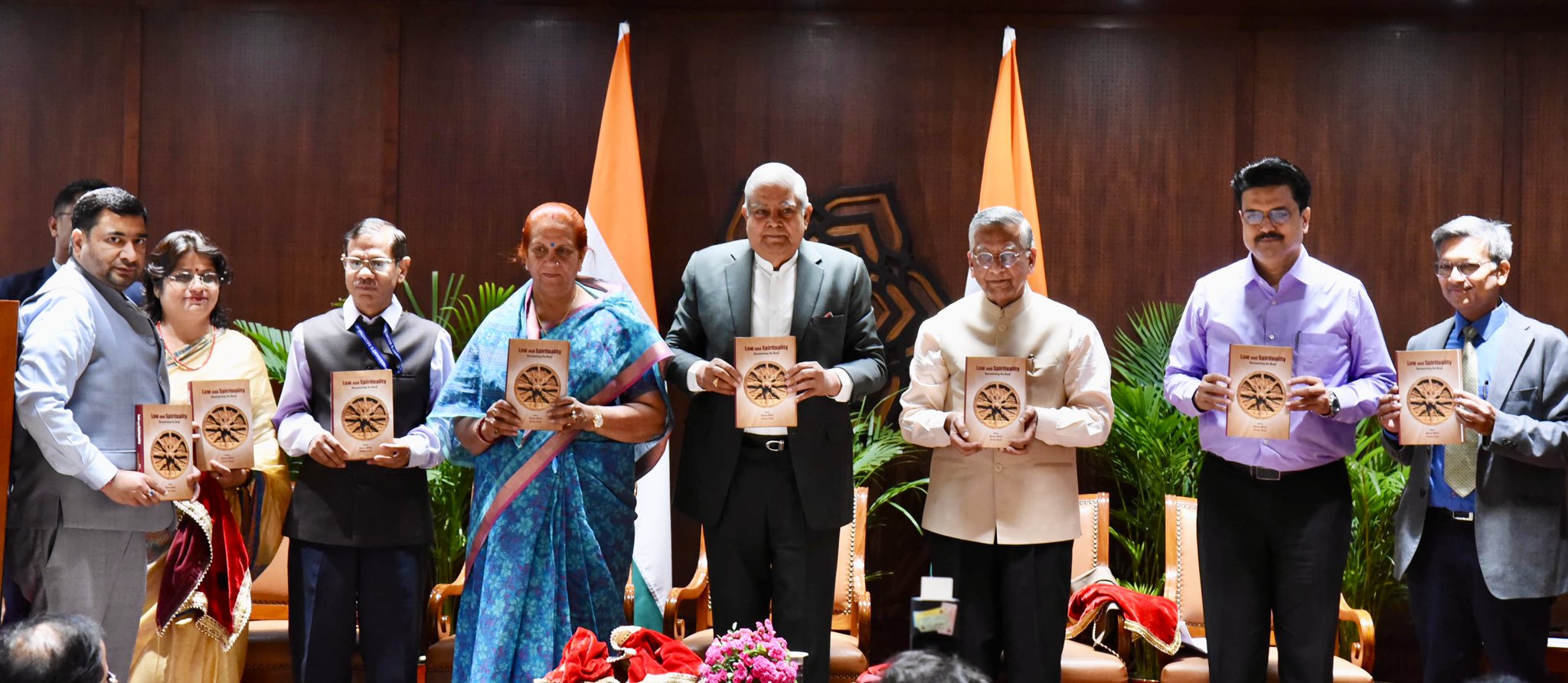  The Vice-President, Shri Jagdeep Dhankhar releasing the book "Law & Spirituality: Reconnecting the Bond" at Vice-President’s Enclave in New Delhi on April 12, 2024. 