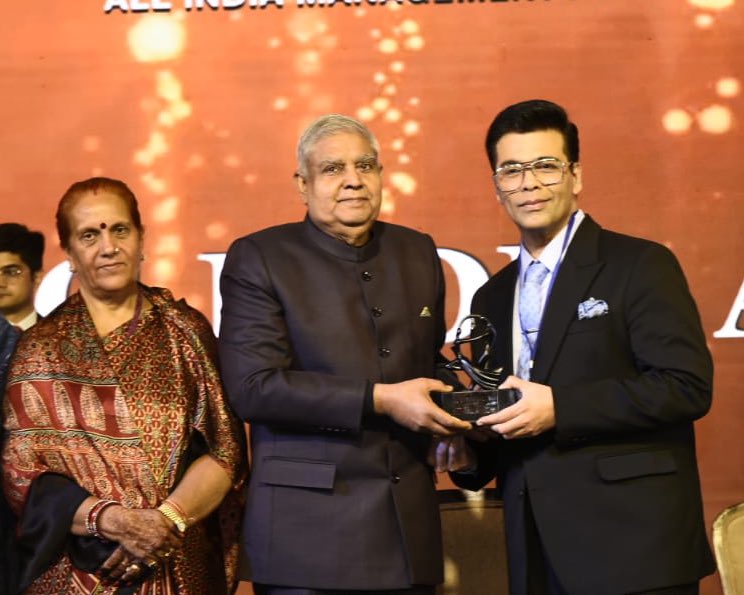 The Vice-President, Shri Jagdeep Dhankhar presenting the 14th AIMA Managing India Awards in New Delhi on April 23, 2024.