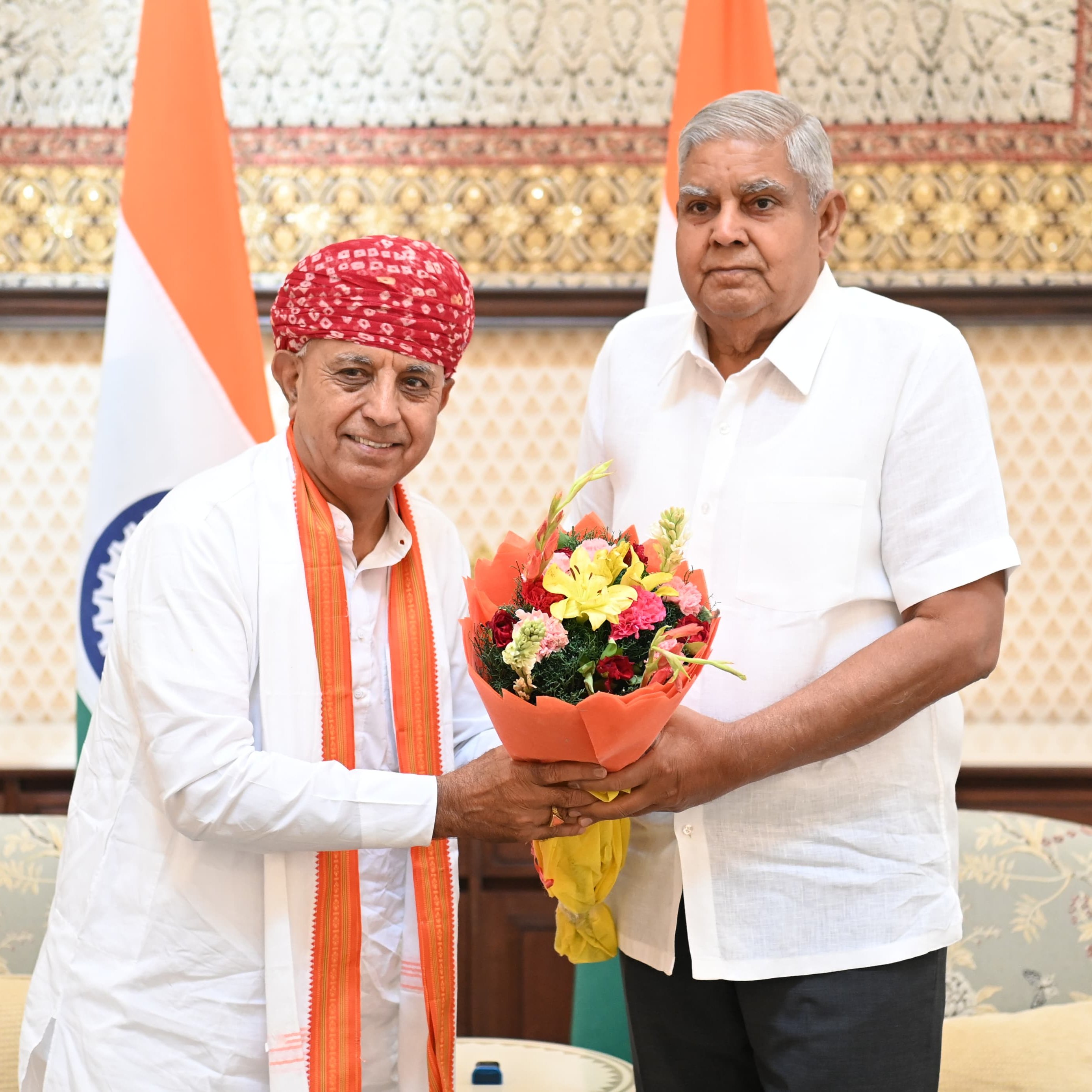 Shri Bhagirath Choudhary, Minister of State for Agriculture and Farmers Welfare, called on the Vice-President, Shri Jagdeep Dhankhar at Vice-President's Enclave in New Delhi on June 12, 2024 
