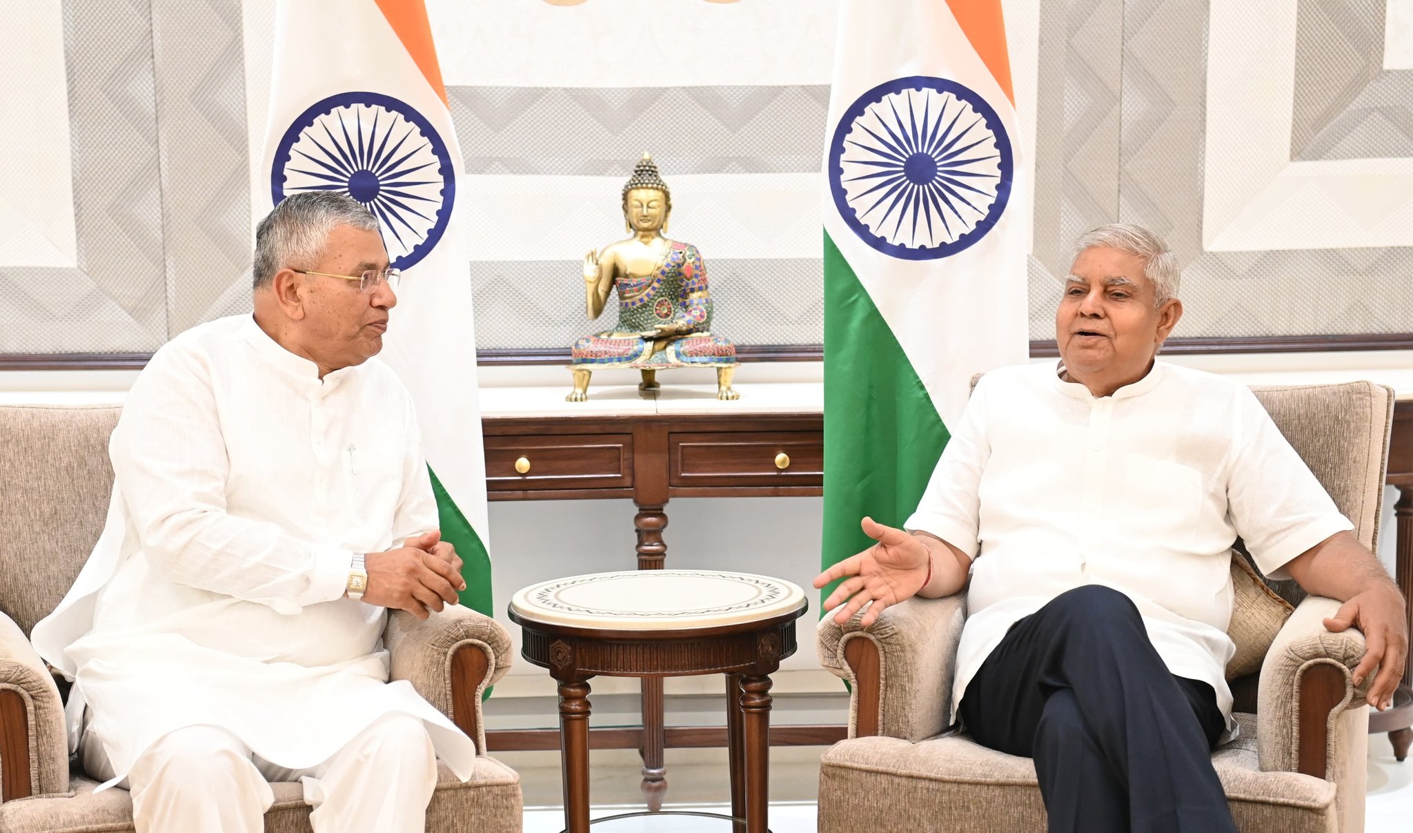  Shri P. P. Chaudhary, Member of Parliament (Lok Sabha) called on the Vice-President and Chairman, Rajya Sabha, Shri Jagdeep Dhankhar at Vice-President's Enclave in New Delhi on June 15, 2024.