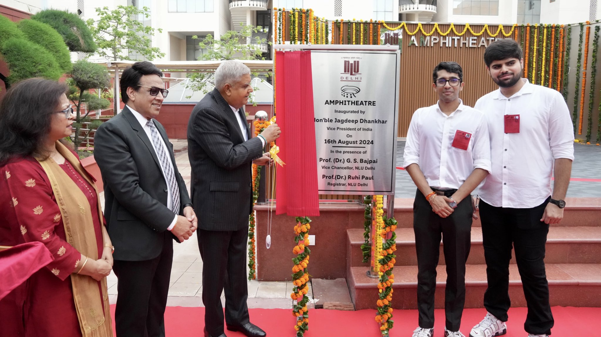 The Vice-President, Shri Jagdeep Dhankhar inaugurating the Amphitheatre at National Law University Delhi on August 16, 2024.