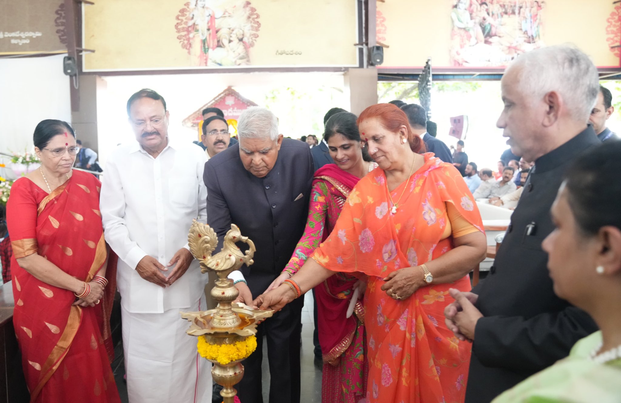 The Vice-President, Shri Jagdeep Dhankhar at the 23rd Anniversary Celebrations of Swarna Bharat Trust, Venkatachalam in Nellore, Andhra Pradesh on August 17, 2024.