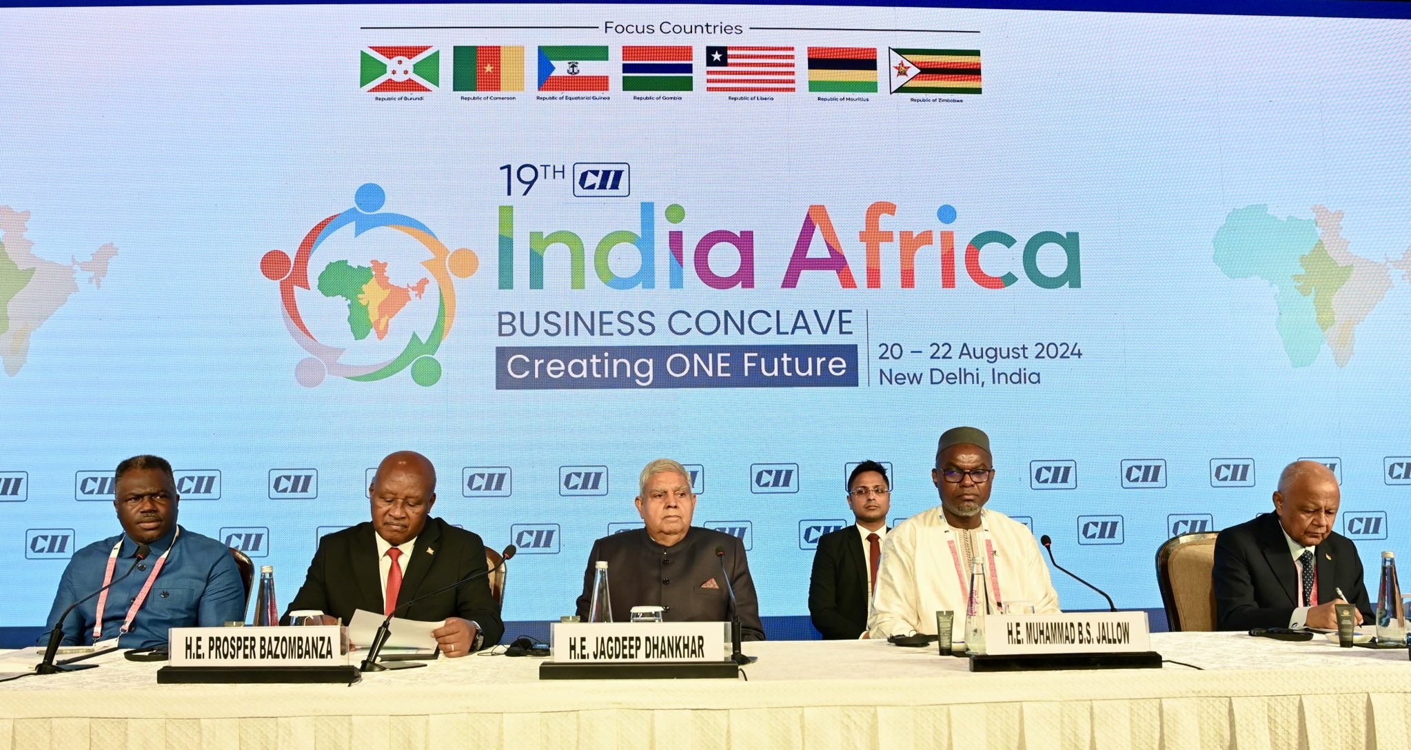 The Vice-President, Shri Jagdeep Dhankhar at the inaugural session of 19th CII India-Africa Business Conclave in New Delhi on August 21, 2024.