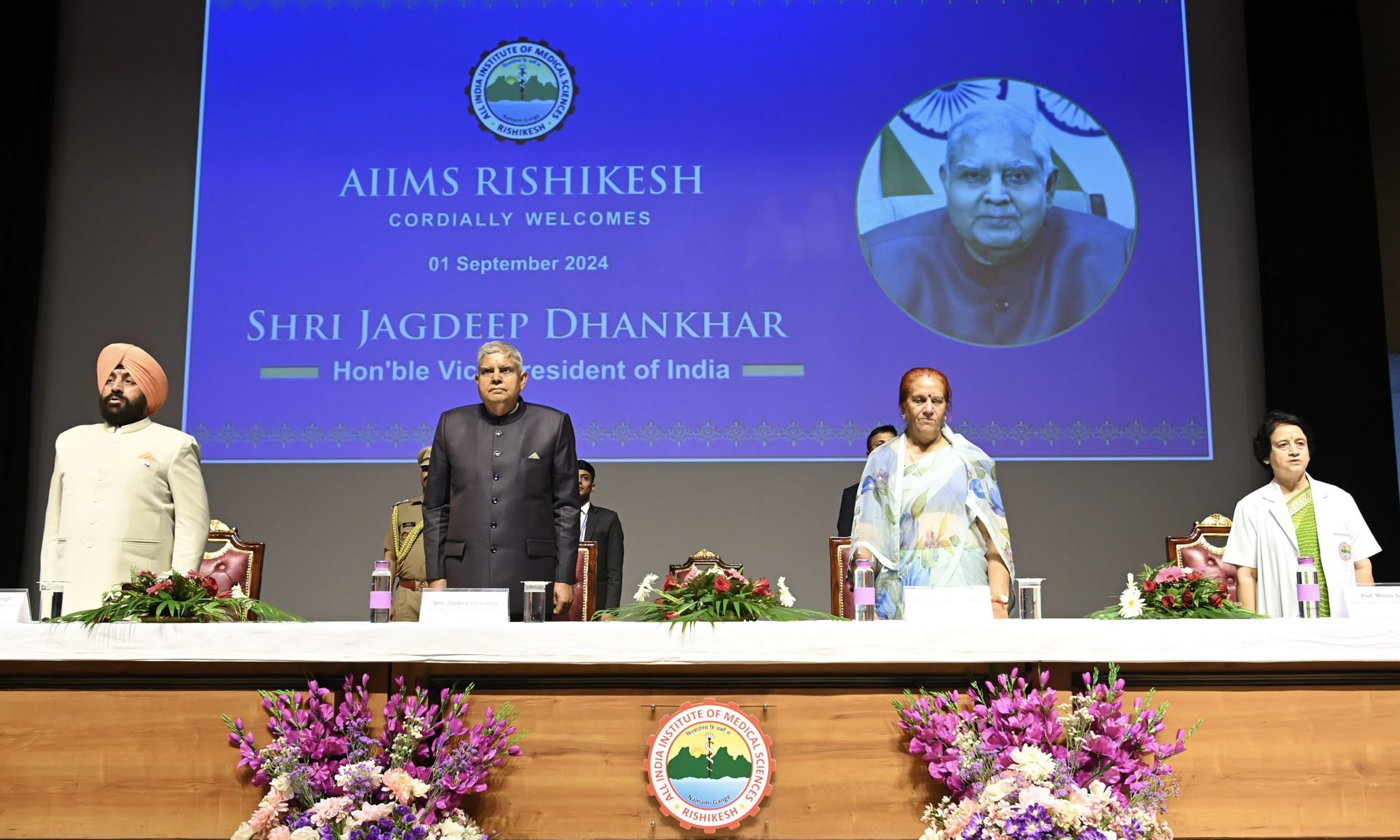 The Vice-President, Shri Jagdeep Dhankhar at All India Institute of Medical Sciences, Rishikesh in Uttarakhand on September 1, 2024.