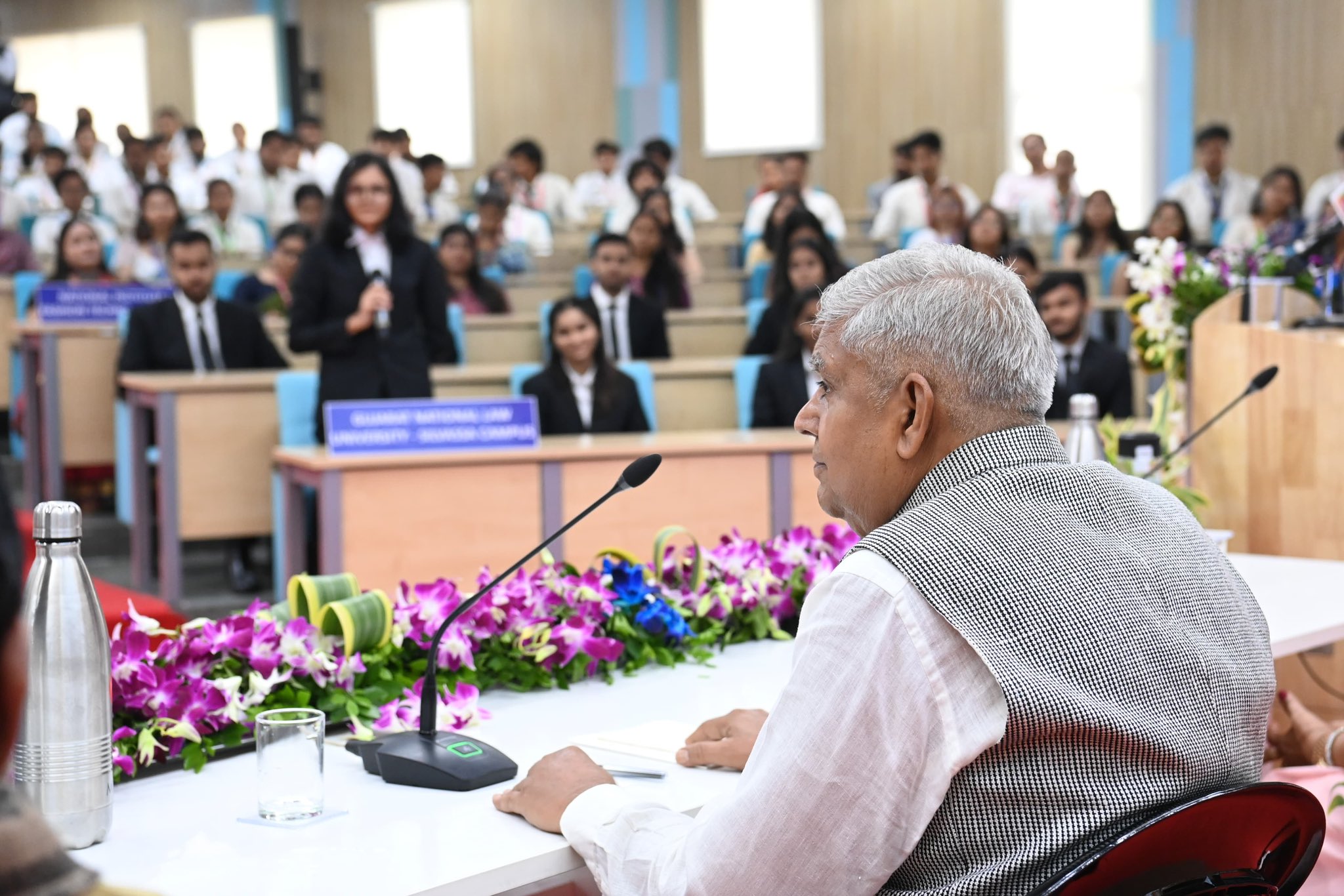 The Vice-President, Shri Jagdeep Dhankhar interacting with students from various academic streams and institutions during his visit to NAMO Medical Education and Research Institute, Silvassa on September 21, 2024.