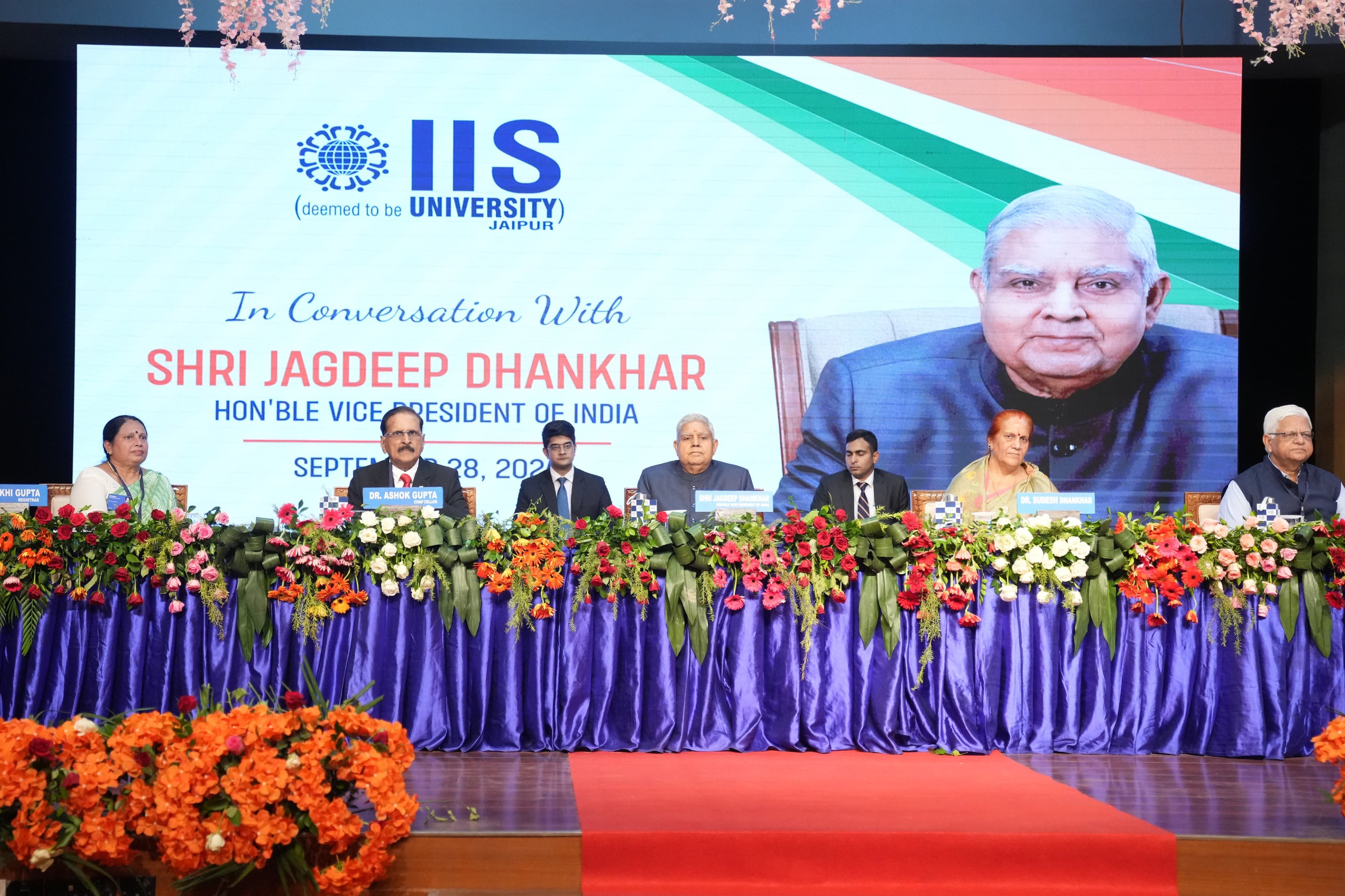 The Vice-President, Shri Jagdeep Dhankhar at IIS (Deemed to be University), Jaipur in Rajasthan on September 28, 2024.