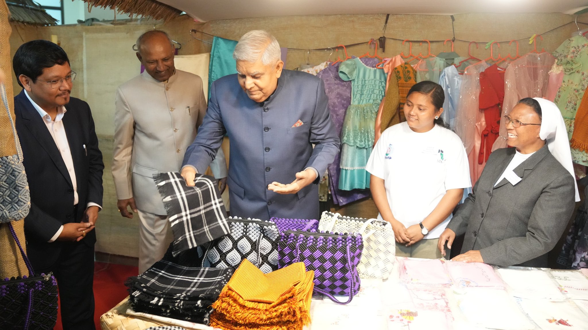 The Vice-President, Shri Jagdeep Dhankhar visiting an exhibition at State Convention Centre in Shillong, Meghalaya on October 16, 2024.