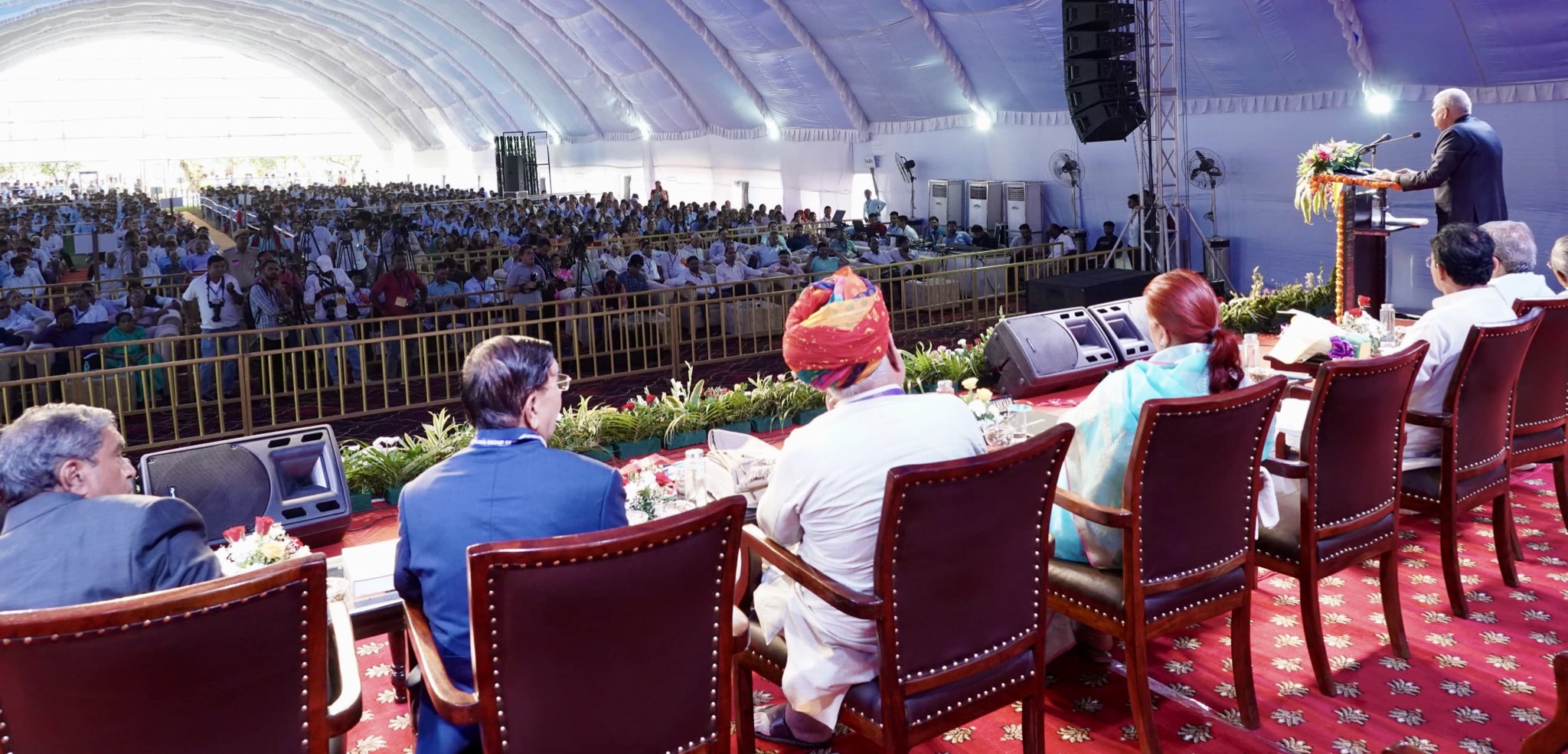 The Vice President, Shri Jagdeep Dhankhar addressing the gathering at the Silver Jubilee Celebration of Sobhasaria Group of Institutions at Sikar, Rajasthan on October 19, 202