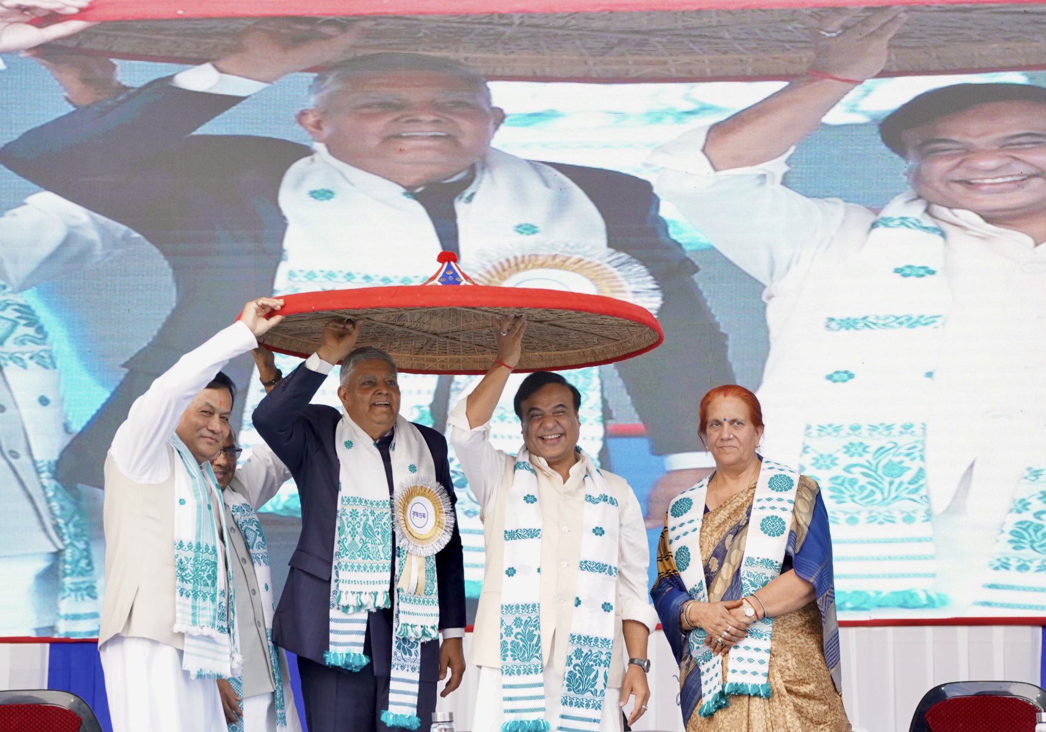  The  Vice-President, Shri Jagdeep Dhankhar at the 21st Biennial Convention of Krishnaguru International Spiritual Youth Society at College of Veterinary Science, Guwahati, Assam on October 27, 2024.