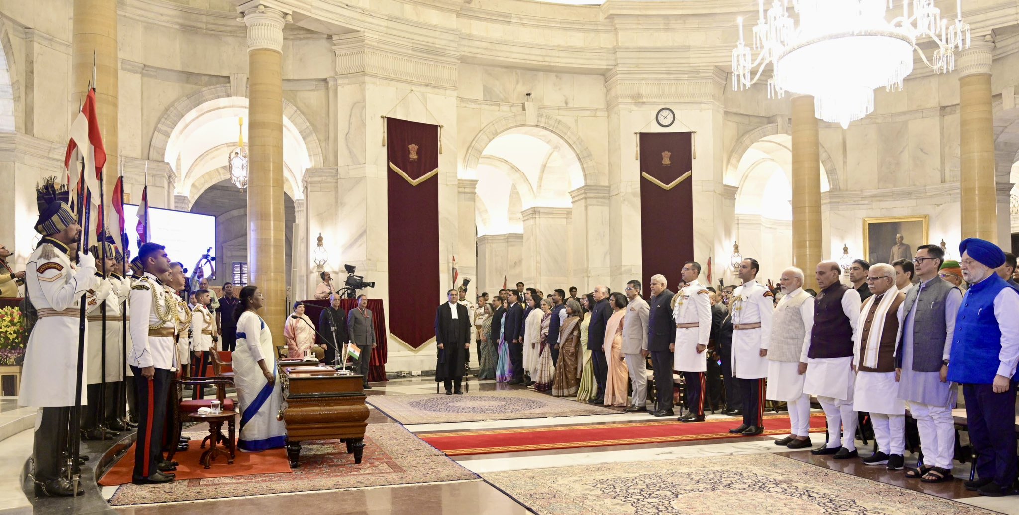 The Vice-President, Shri Jagdeep Dhankhar at the swearing-in ceremony of the Chief Justice of India, Shri Justice Sanjiv Khanna at Rashtrapati Bhavan, in New Delhi on November 11, 2024.