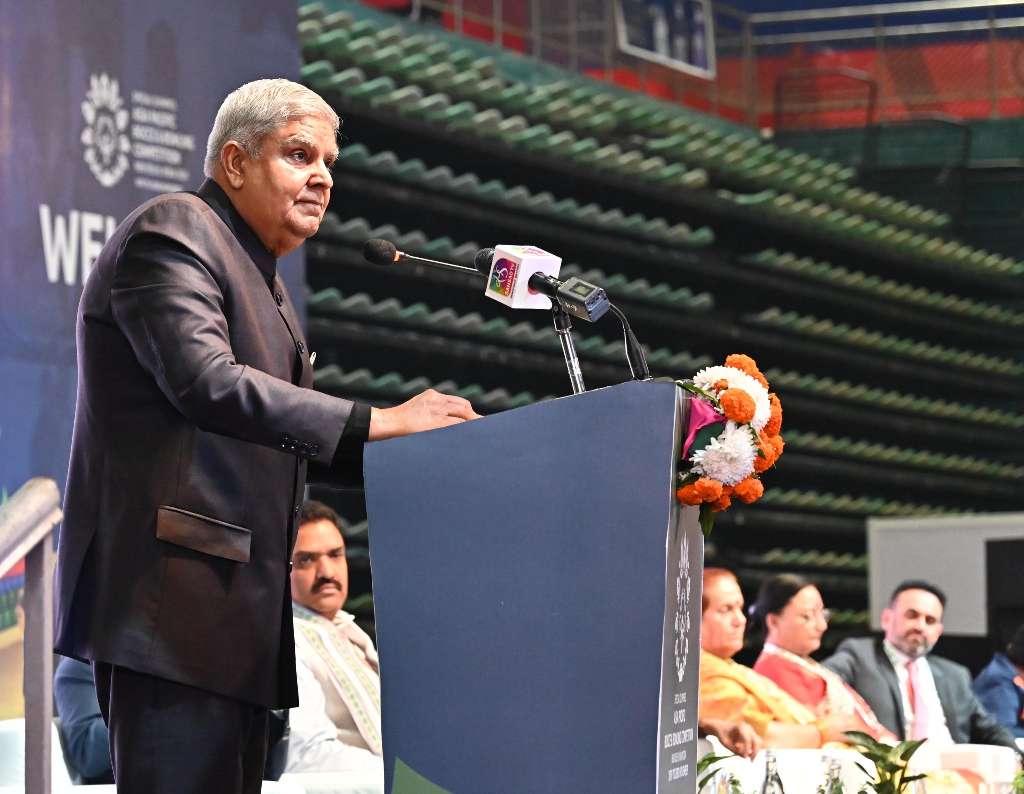  The Vice-President, Shri Jagdeep Dhankhar addressing the opening ceremony of Special Olympics Asia Pacific Bocce & Bowling Competition in New Delhi on November 19,2024.