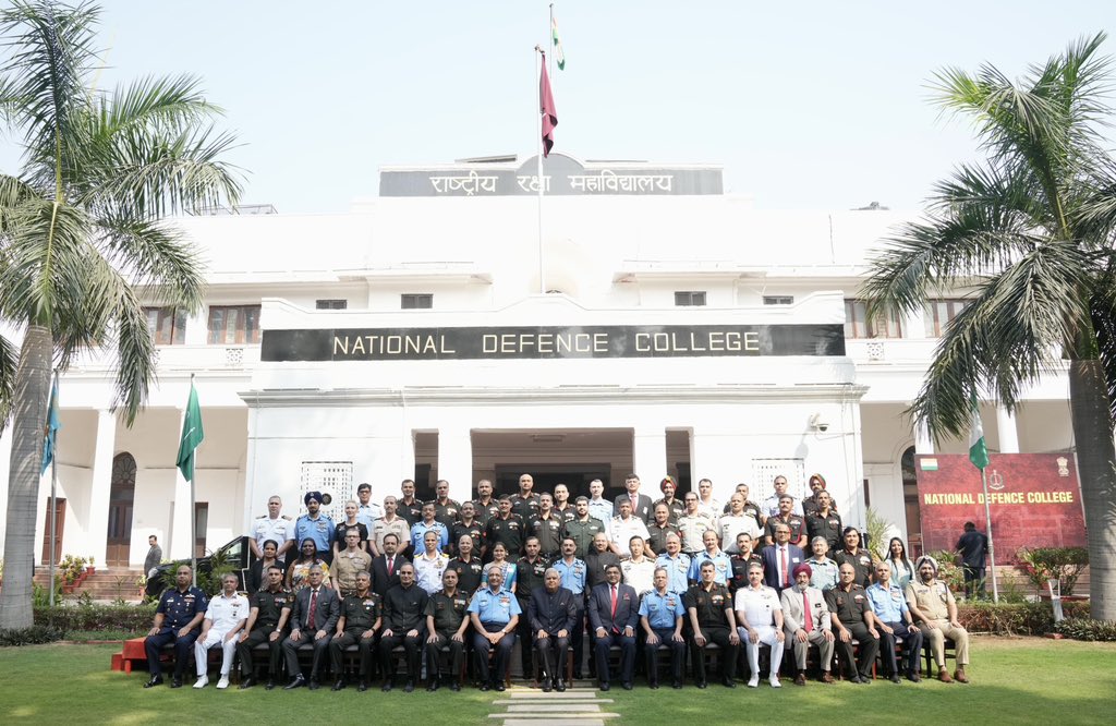 The Vice-President, Shri Jagdeep at the National Defence College (NDC) in New Delhi on November 21, 2024.