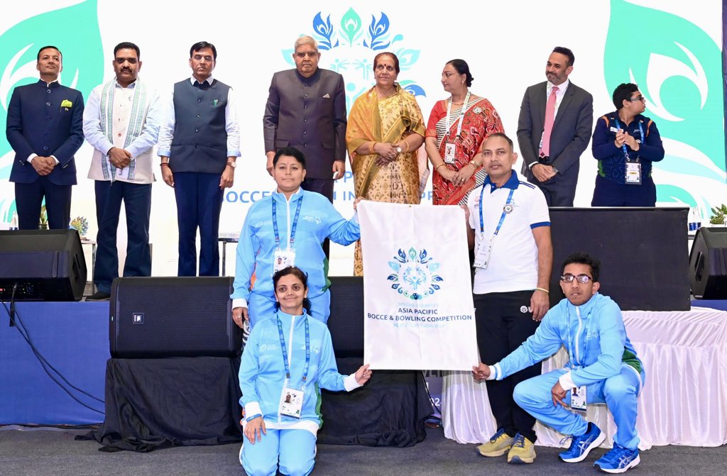 The Vice-President, Shri Jagdeep Dhankhar at the opening ceremony of Special Olympics Asia Pacific Bocce & Bowling Competition in New Delhi on November 19, 2024.