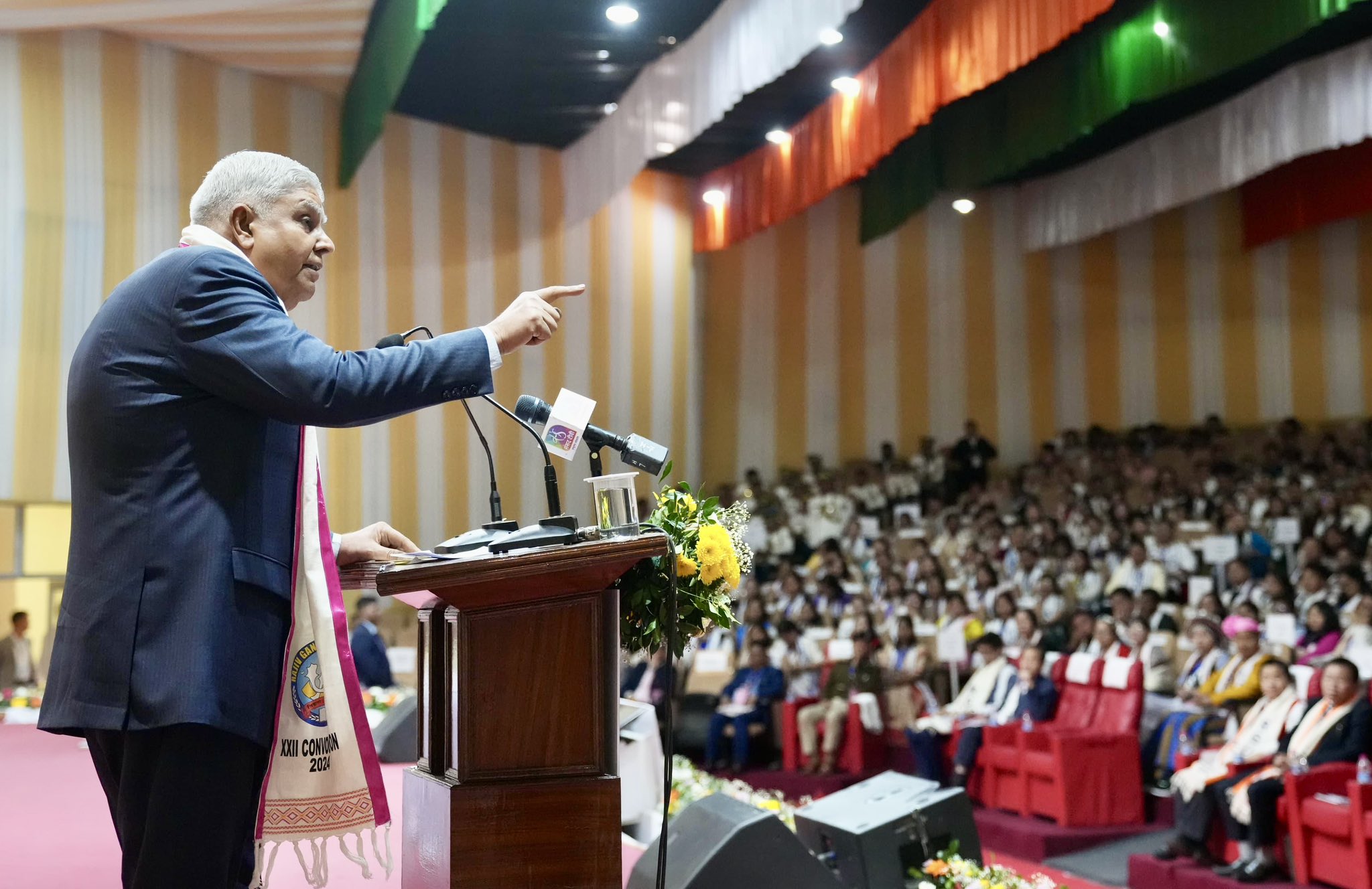  The Vice-President, Shri Jagdeep Dhankhar addressing the students and faculty members of Rajiv Gandhi University in Doimukh, Arunachal Pradesh on November 30, 2024.