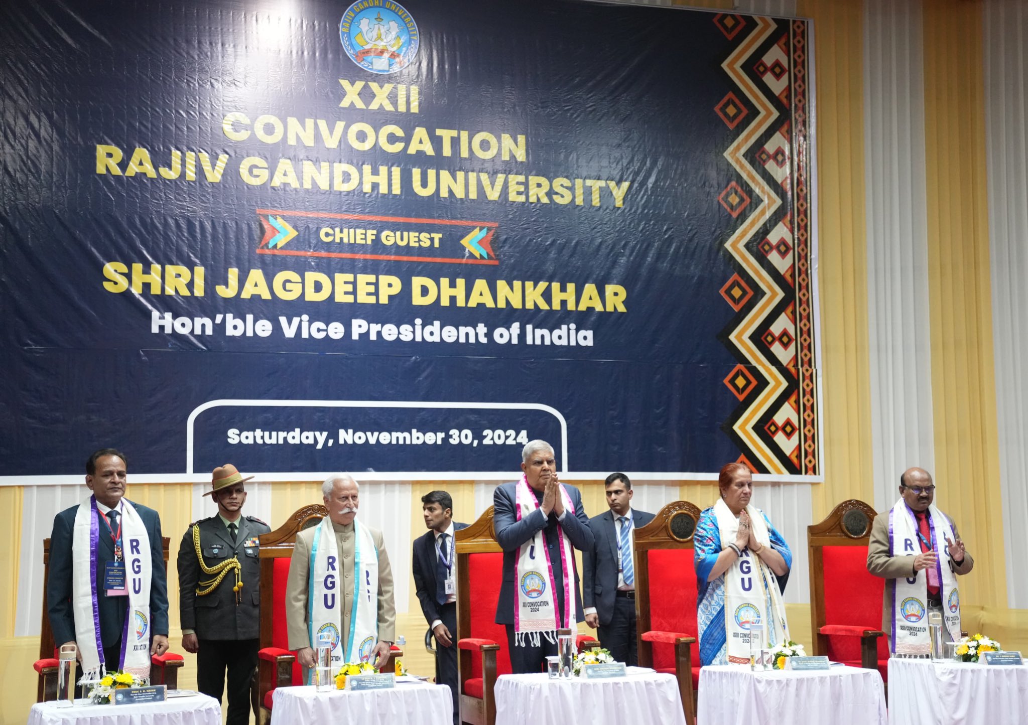  The Vice-President, Shri Jagdeep Dhankhar at 22nd Convocation Ceremony of Rajiv Gandhi University in Doimukh, Arunachal Pradesh on November 30, 2024.