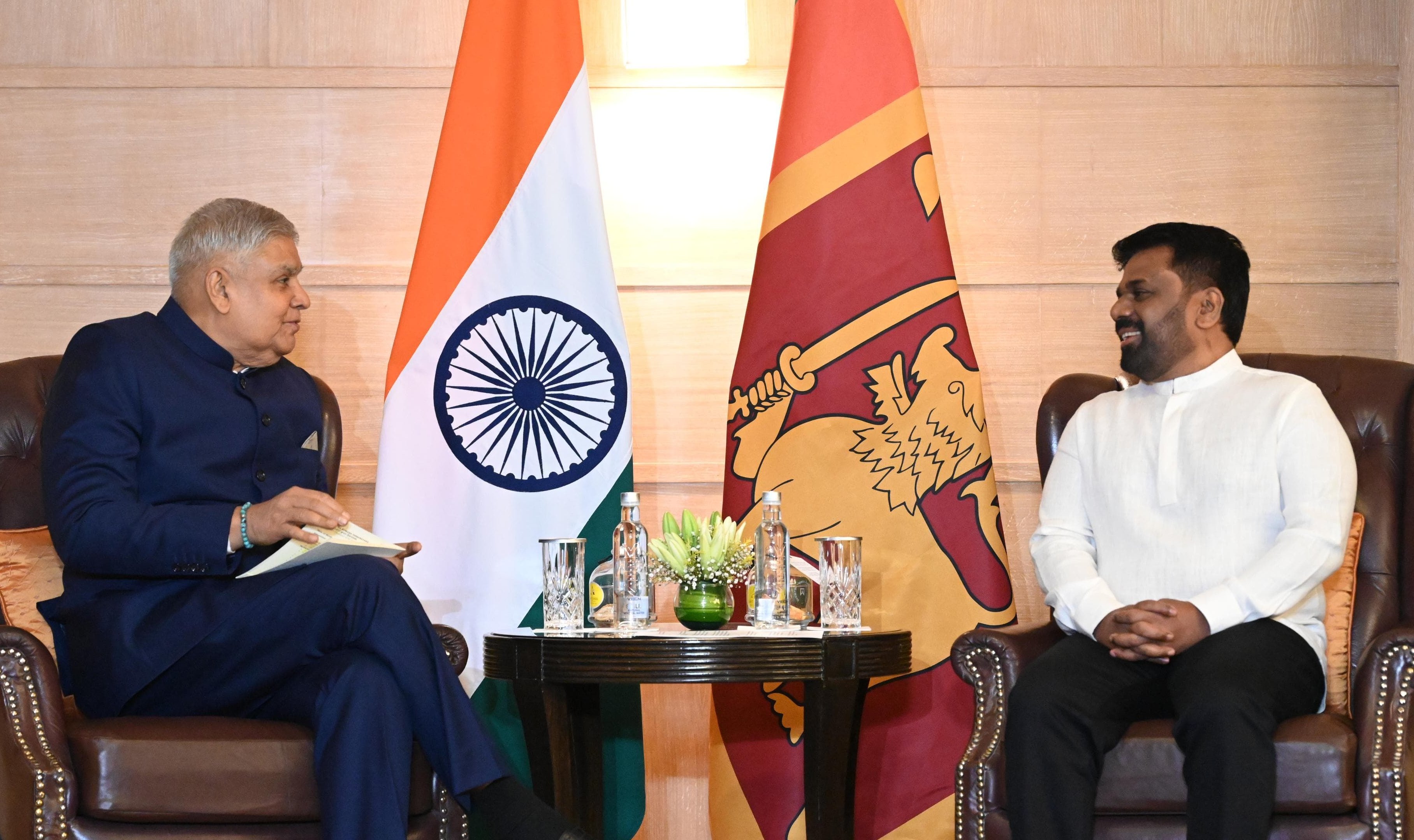 The Vice-President of India, Shri Jagdeep Dhankhar called on the President of the Democratic Socialist Republic of Sri Lanka, H.E. Anura Kumara Disanayaka, in New Delhi on December 16, 2024.