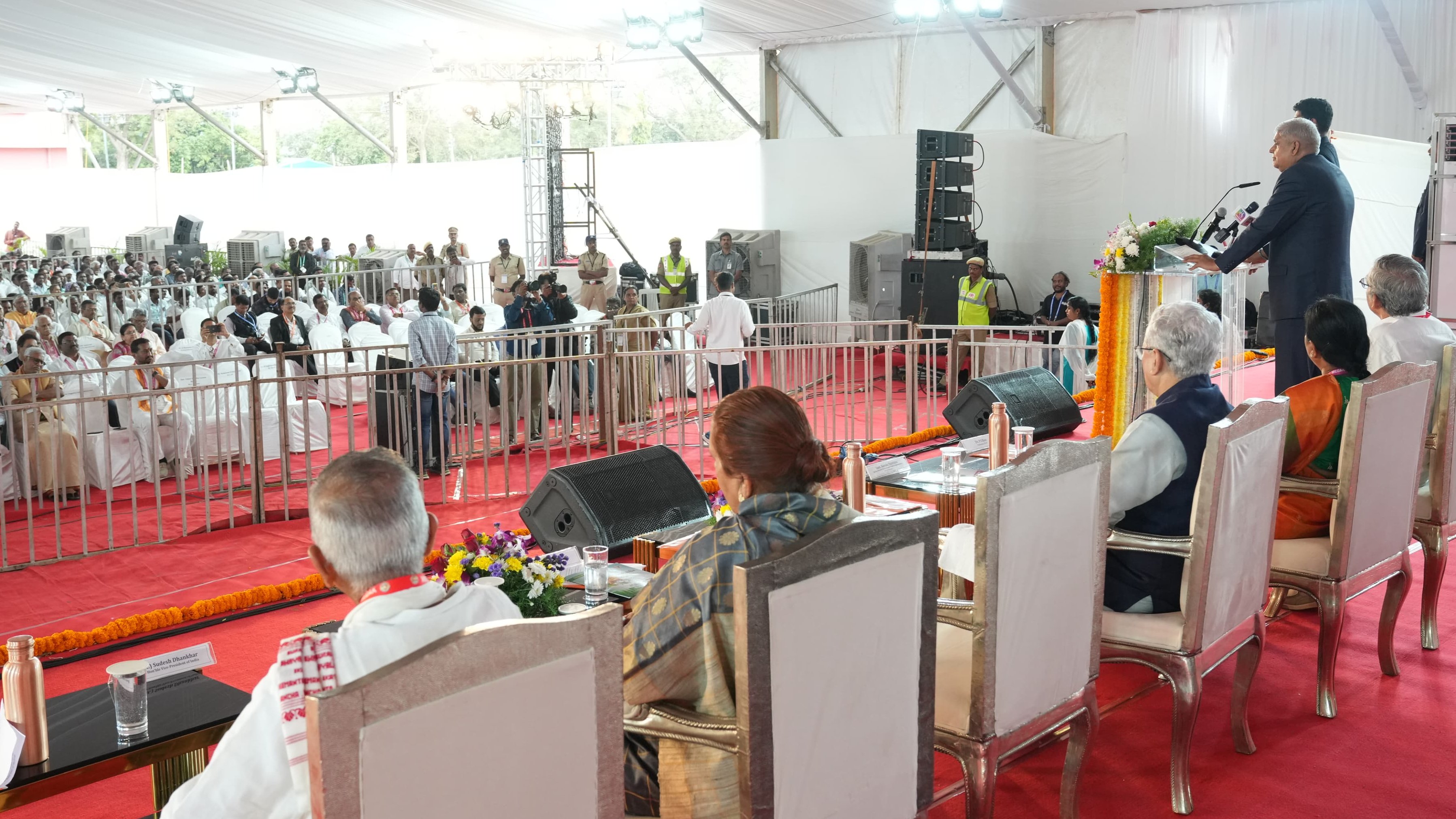 The Vice-President, Shri Jagdeep Dhankhar addressing the Natural & Organic Farmers' Summit-2024 organised by ICAR-Krishi Vigyan Kendra in Medak, Telangana on December 25, 2024.