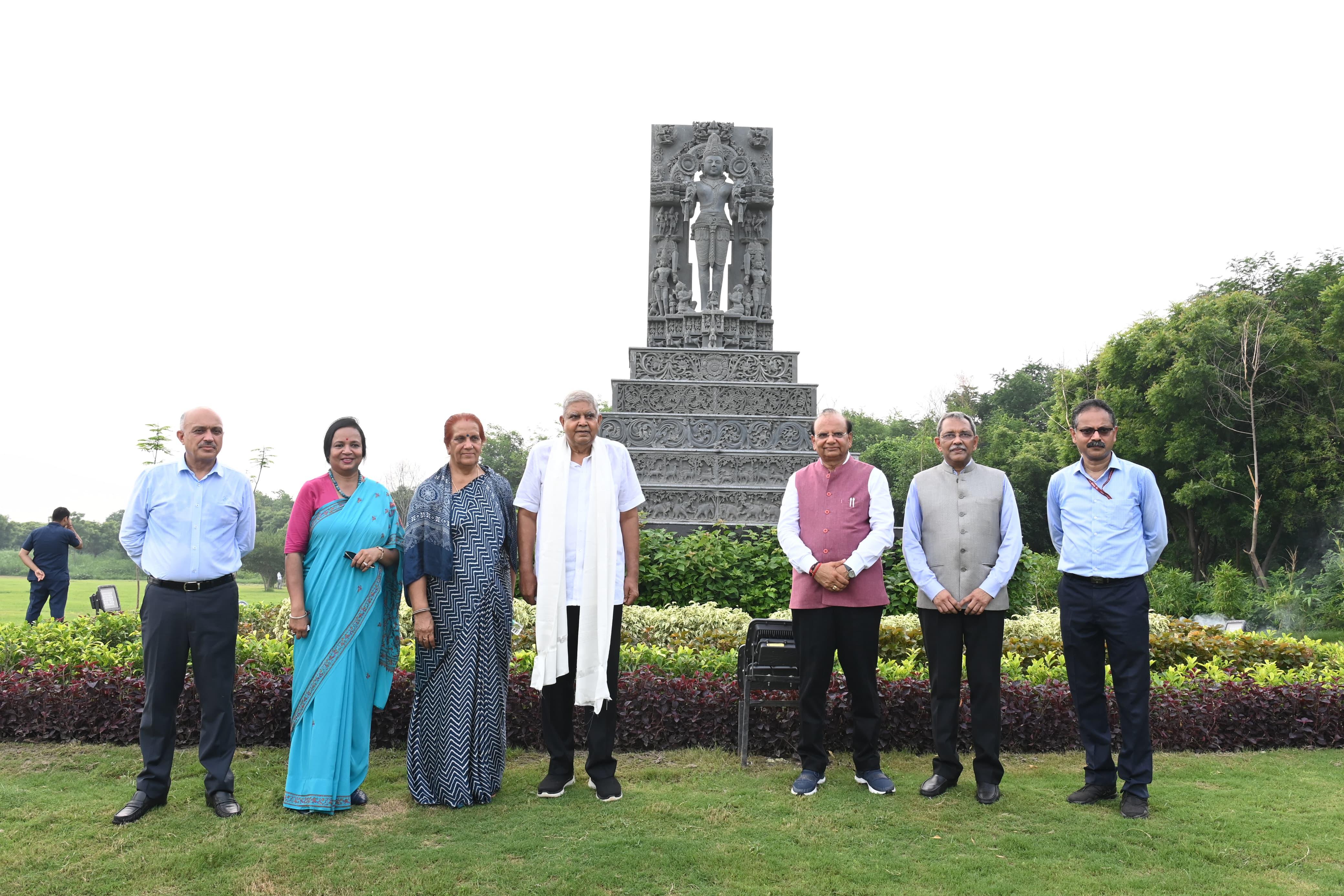 The Vice-President, Shri Jagdeep Dhankhar, and Dr. Sudesh Dhankhar at ASITA, the ecological site along River Yamuna, in New Delhi on July 29, 2024