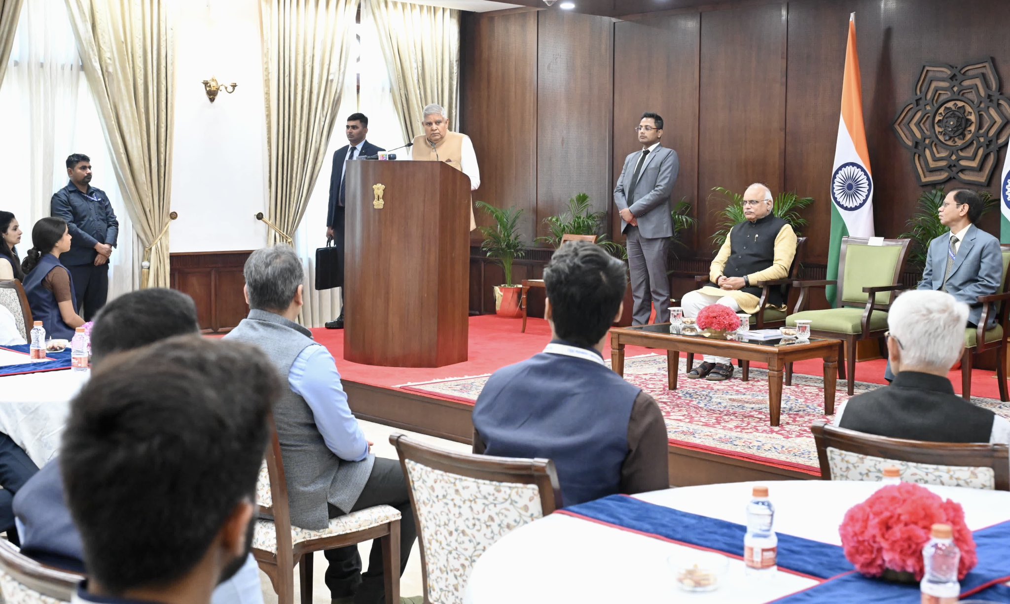 The Vice-President, Shri Jagdeep Dhankhar interacting with students of Indian Institute of Democratic Leadership (IIDL) in New Delhi on January 22, 2025