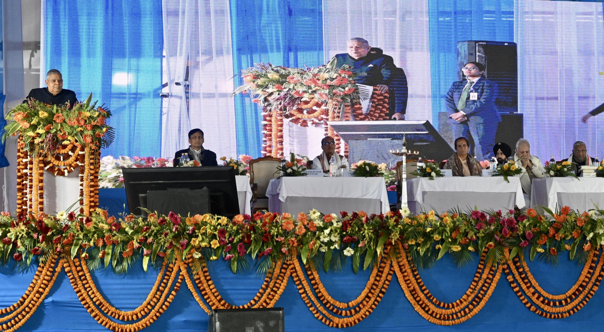 The Vice-President, Shri Jagdeep Dhankhar addressing the students and faculty members at Gokhul Karpoori Phuleshwari Degree College in Samastipur, Bihar, on January 24, 2025 