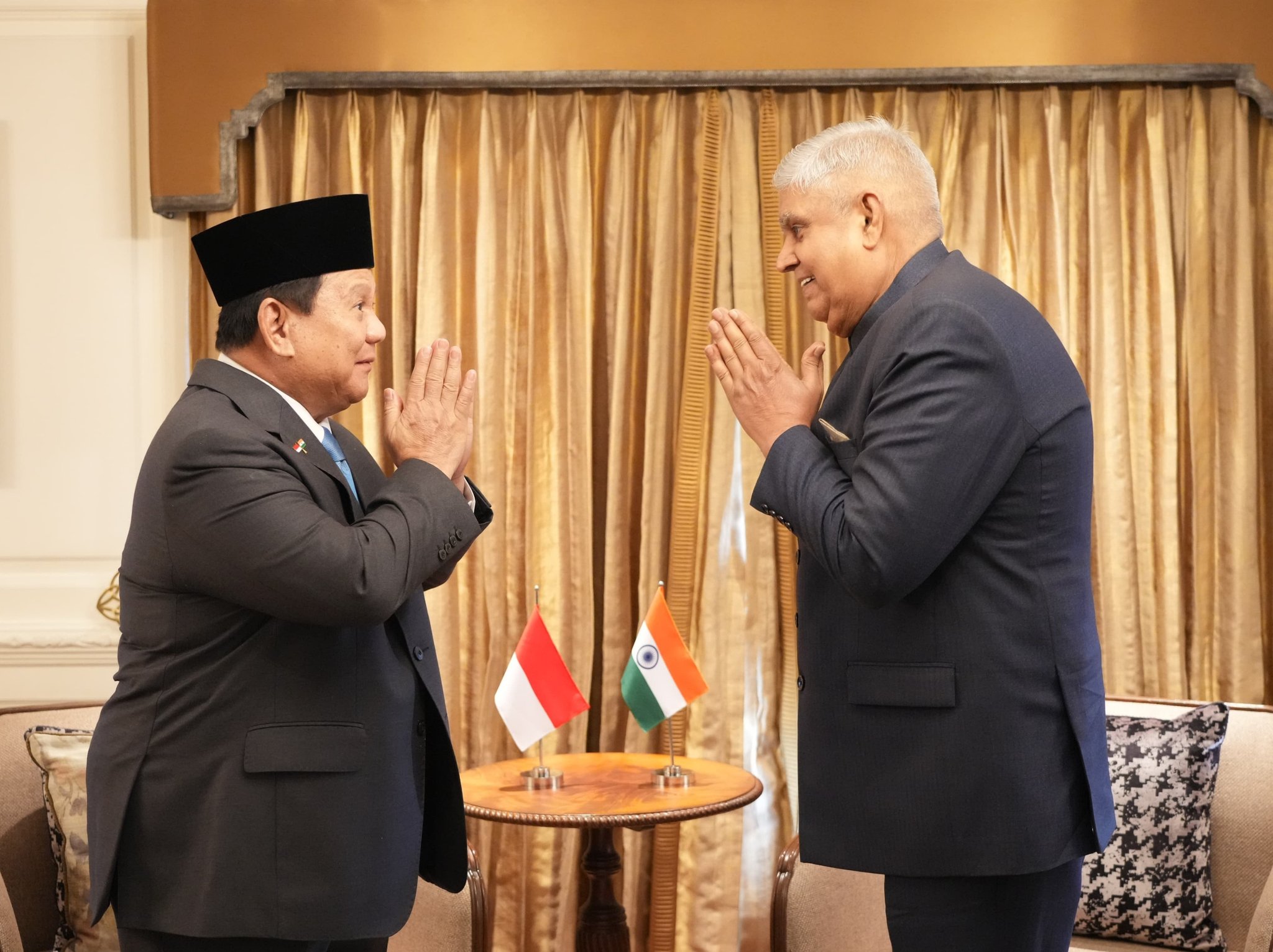 The Vice-President, Shri Jagdeep Dhankhar called on H.E. Mr Prabowo Subianto, President of the Republic of Indonesia in New Delhi on January 25, 2025. 