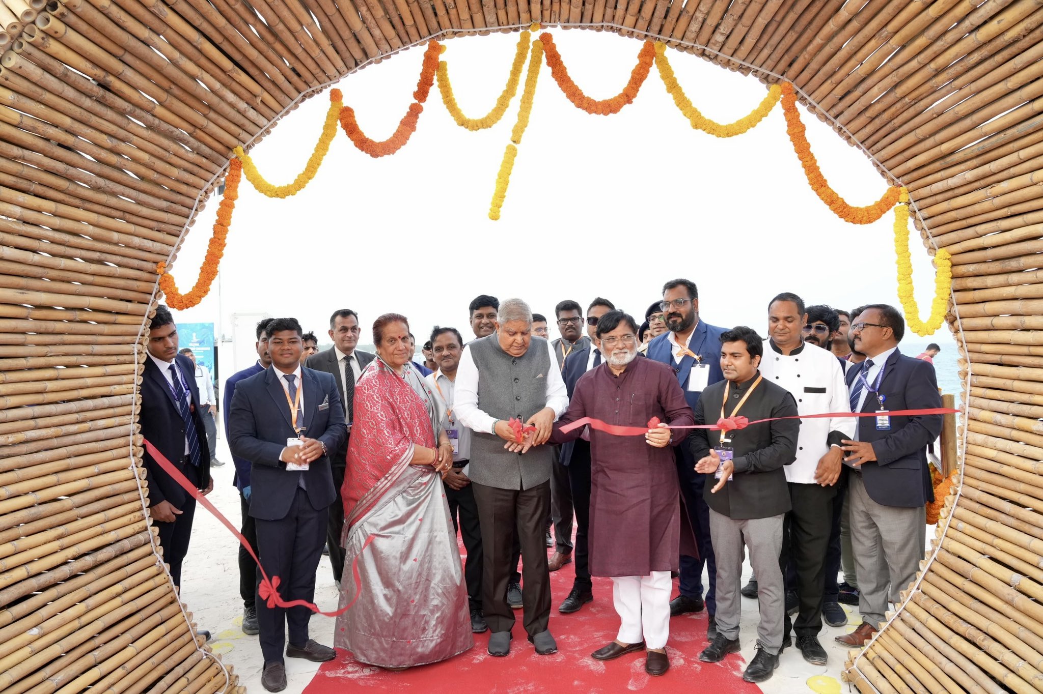 The Vice-President, Shri Jagdeep Dhankhar inaugurating the Tent City at Bangaram Island in Lakshadweep on January 18, 2025.