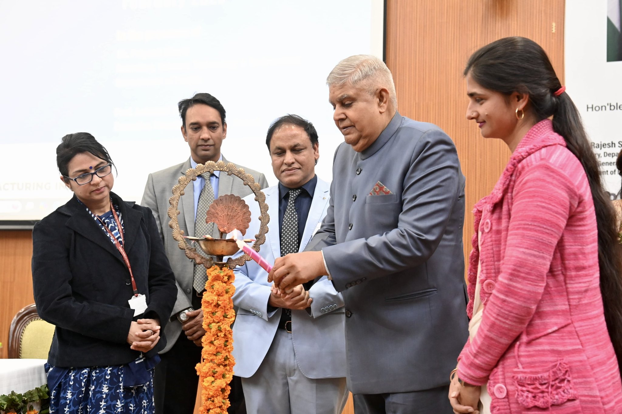 The Vice-President, Shri Jagdeep Dhankhar at the inauguration of Advanced Entrepreneurship Skill Development Program (A-EDSP) on "Functional Foods, Neutraceuticals and their Safety" at National Agri-Food and Biomanufacturing Institute in Mohali,  Punjab on February 17, 2025. 