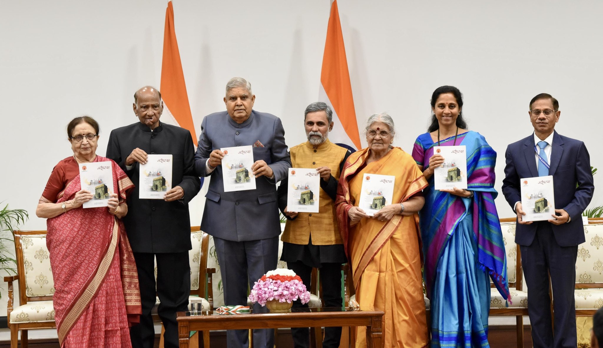 The Vice-President, Shri Jagdeep Dhankhar interacting with the delegates of 98th Akhil Bharatiya Marathi Sahitya Sammelan at Vice-President's Enclave in New Delhi on February 20, 2025. 