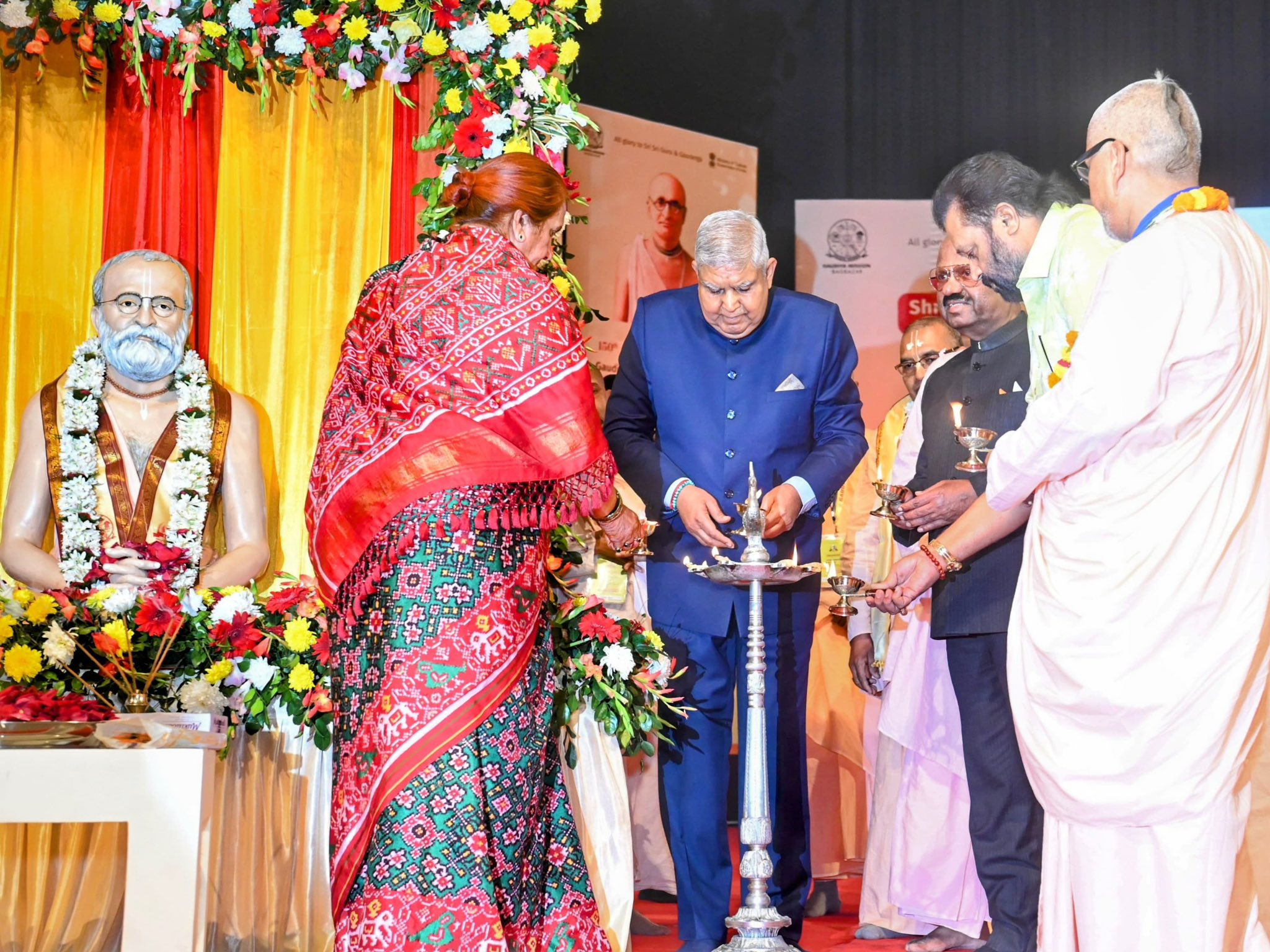 The Vice-President, Shri Jagdeep Dhankhar at the closing ceremony of the 150th Advent Commemoration of Gaudiya Mission's founder, Acharya Srila Bhakti Siddhanta Saraswati Goswami Prabhupad at Science City in Kolkata, West Bengal on February 28, 2025. 