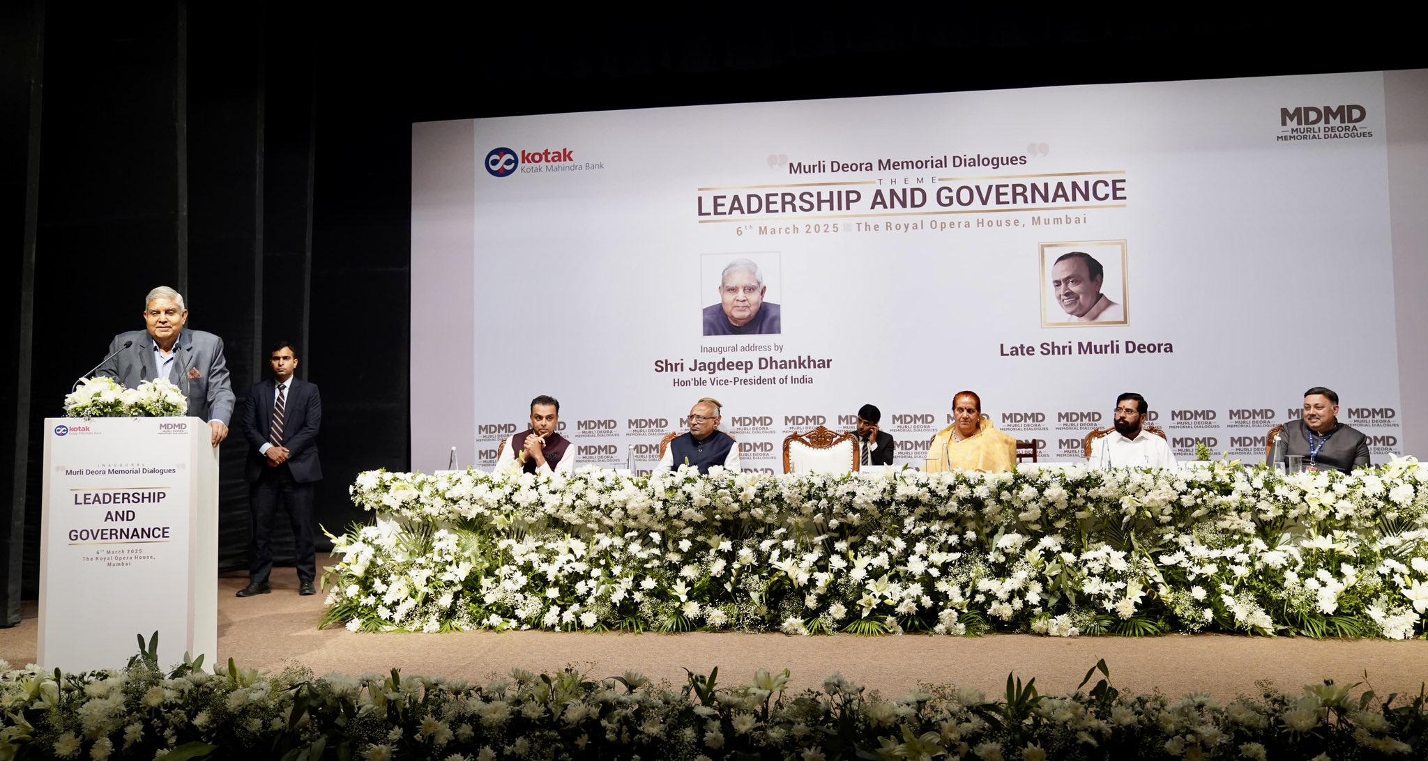 The Vice-President, Shri Jagdeep Dhankhar delivering the inaugural address at the first edition of 'Murli Deora Memorial Dialogues' in Mumbai, Maharashtra on March 6, 2025. 