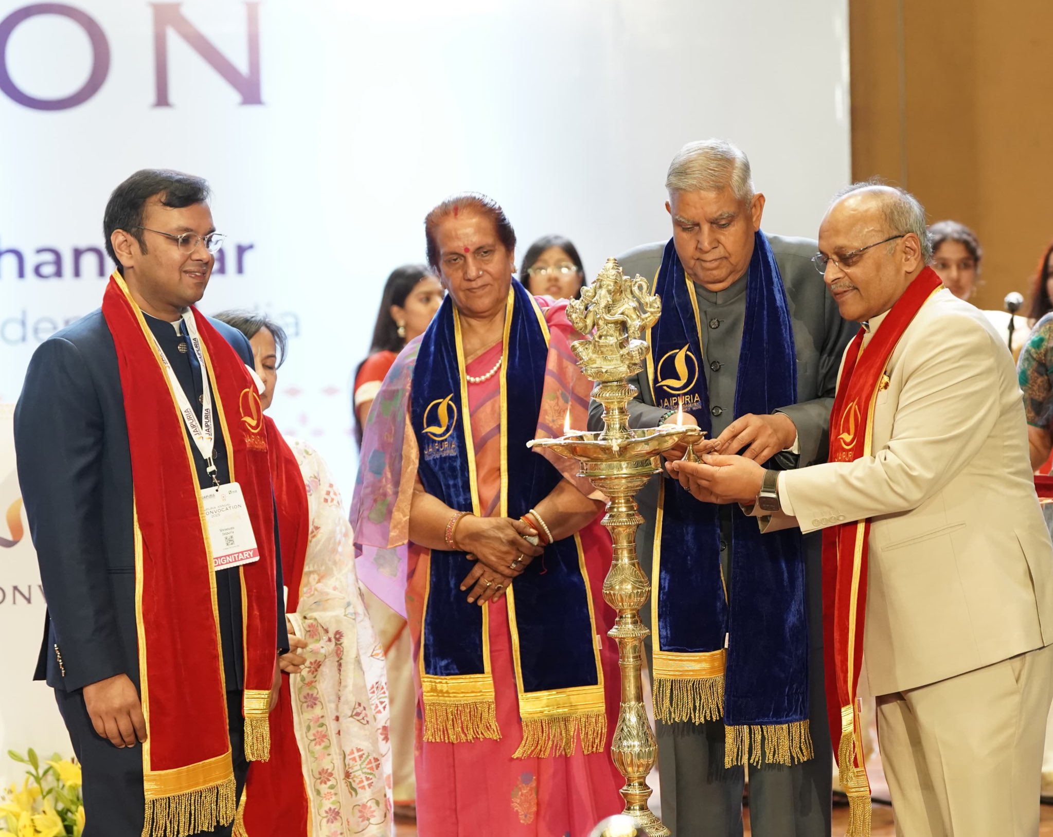 The Vice-President, Shri Jagdeep Dhankhar at the Annual Convocation of Jaipuria Institute of Management at Bharat Mandapam in New Delhi on May 17, 2025