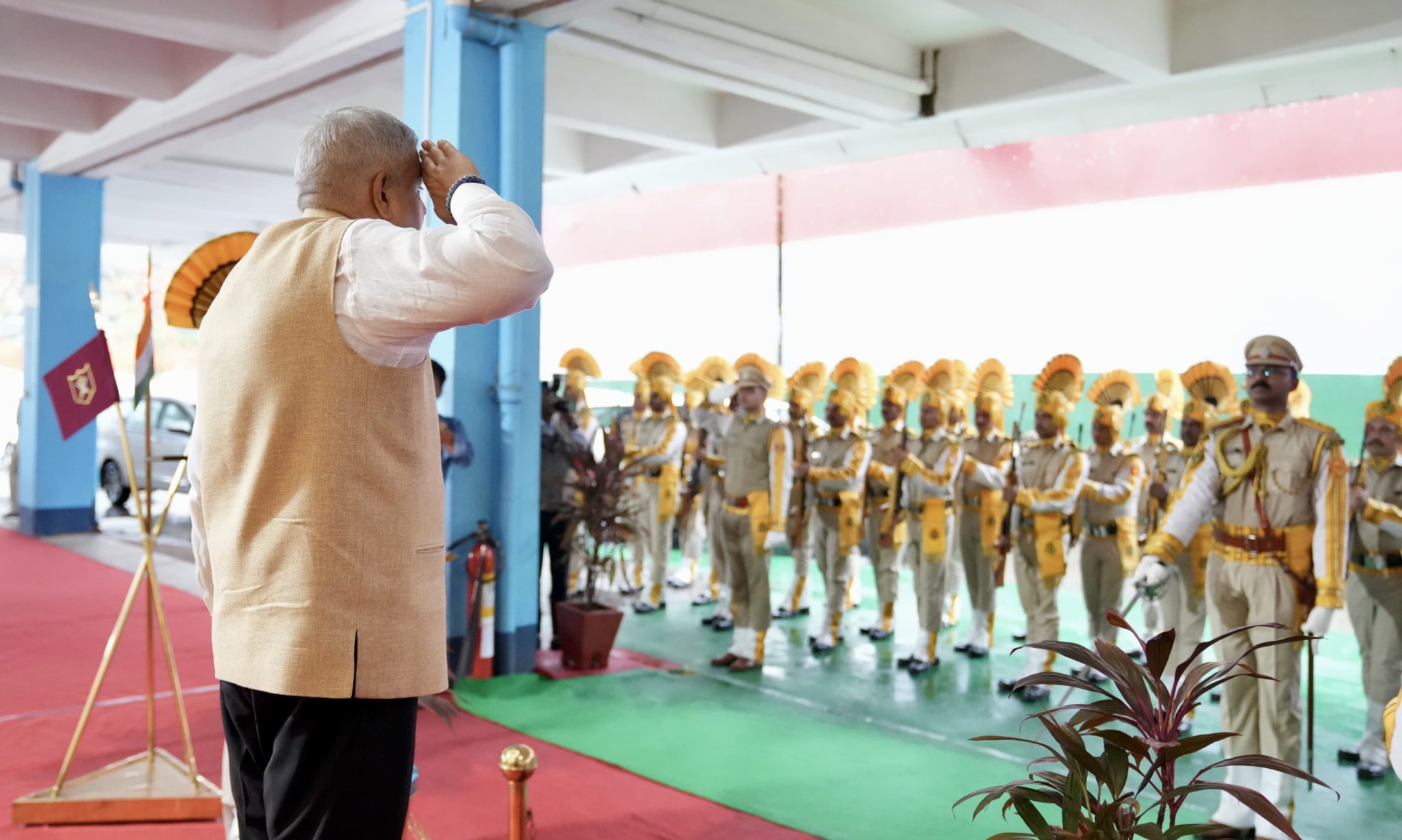 The Vice-President, Shri Jagdeep Dhankhar inspecting the Guard of Honour at Mormugao Port in Goa on May 21, 2025.