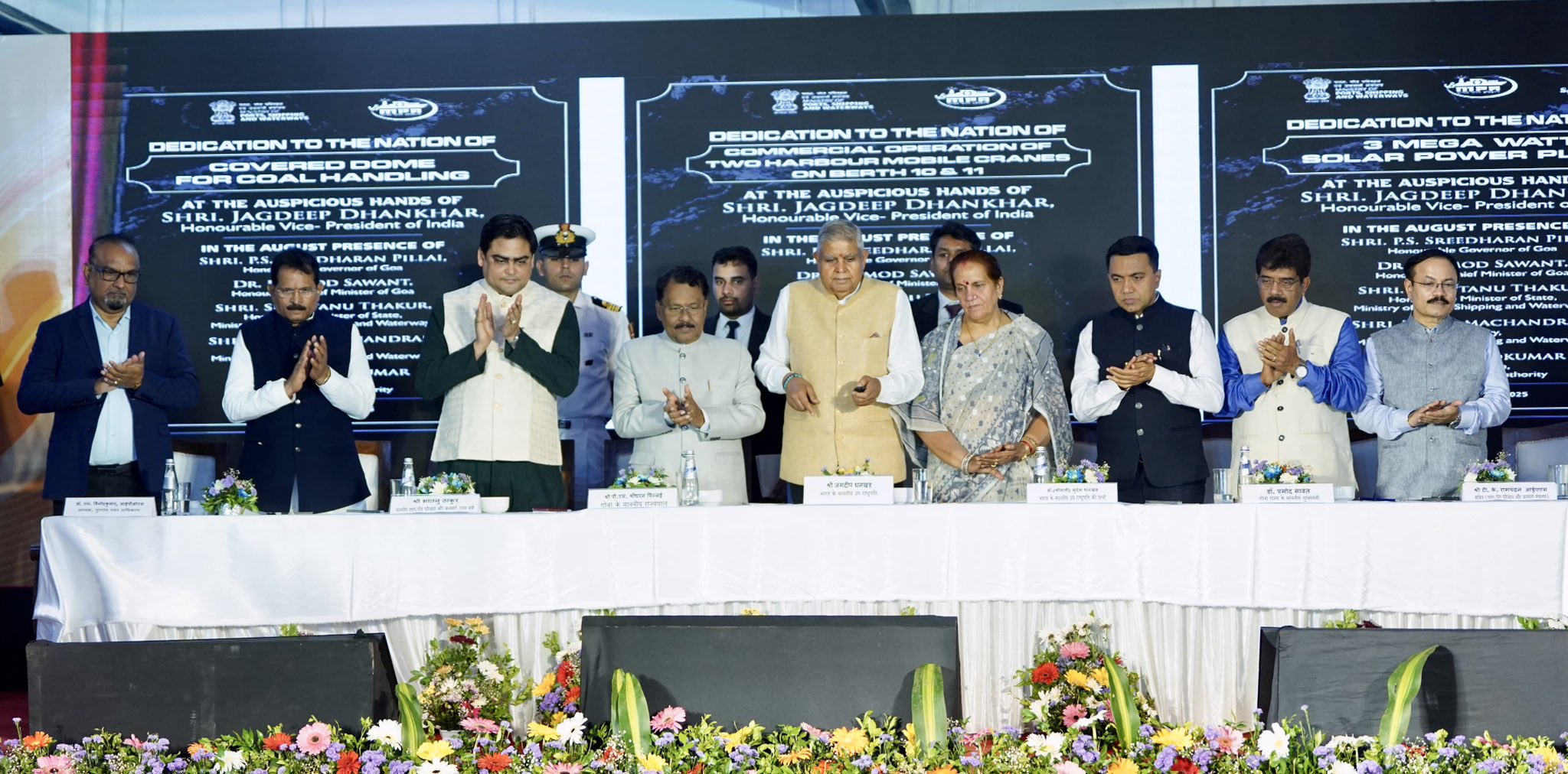 The Vice-President, Shri Jagdeep Dhankhar inaugurating key projects at Mormugao Port in Goa on May 21, 2025.