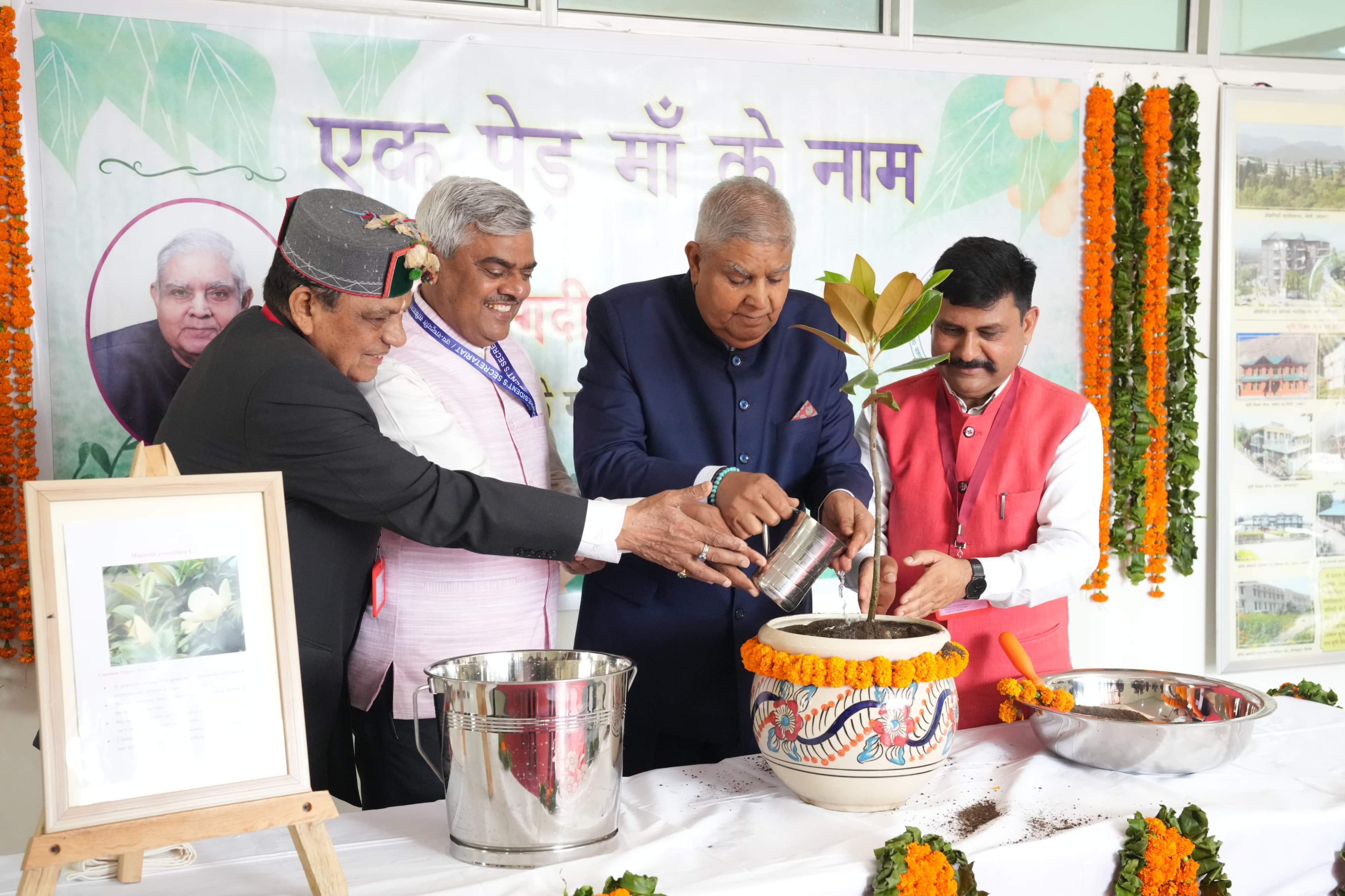 The Vice-President, Shri Jagdeep Dhankhar planting a sapling at the premises of Dr. YS Parmar University of Horticulture & Forestry in Solan, Himachal Pradesh on June 7, 2025.
