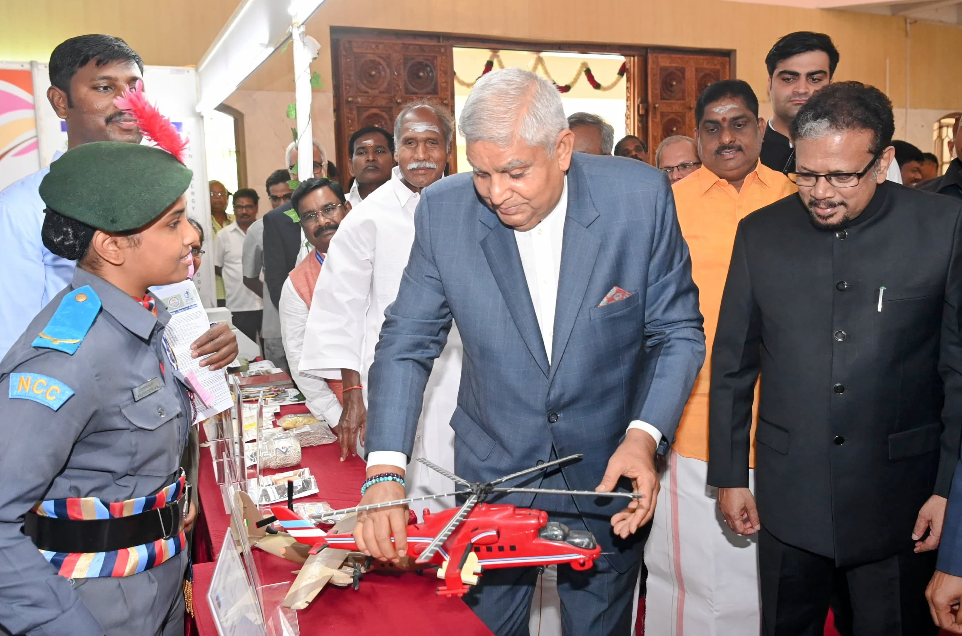 The Vice-President, Shri Jagdeep Dhankhar inaugurating an Exhibition at Pondicherry University in Puducherry on June 17, 2025.